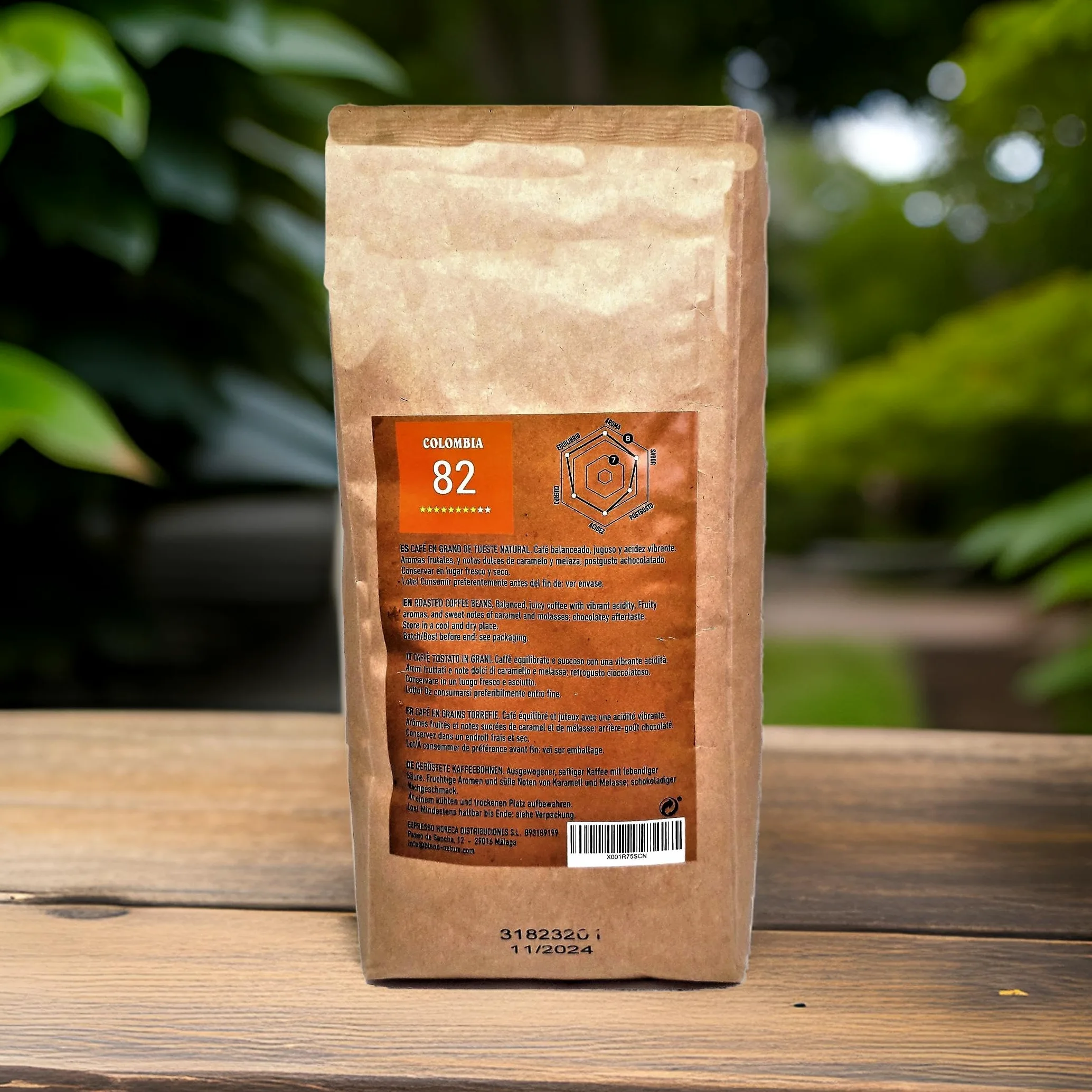 Café en Grano 1kg Natural Colombia 100% Arabica-Calificación 82 puntos por la Specialty Coffee Association (SCA) por su sabor aroma y excelencia-Origen exclusivo Colombia