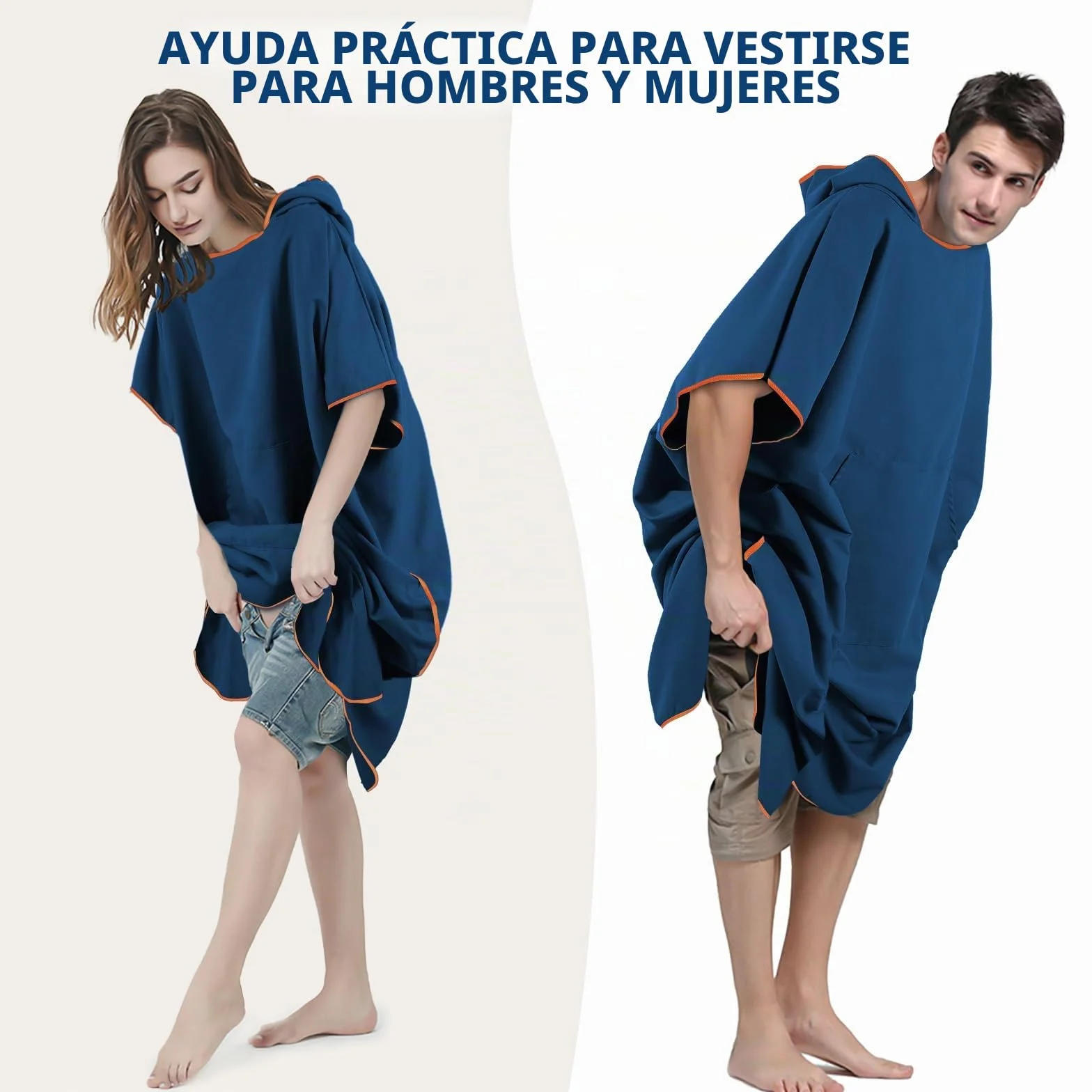 KUOGAS Poncho de Baño para Mujer y Hombre 117x88cm Microfibra Toalla de Playa