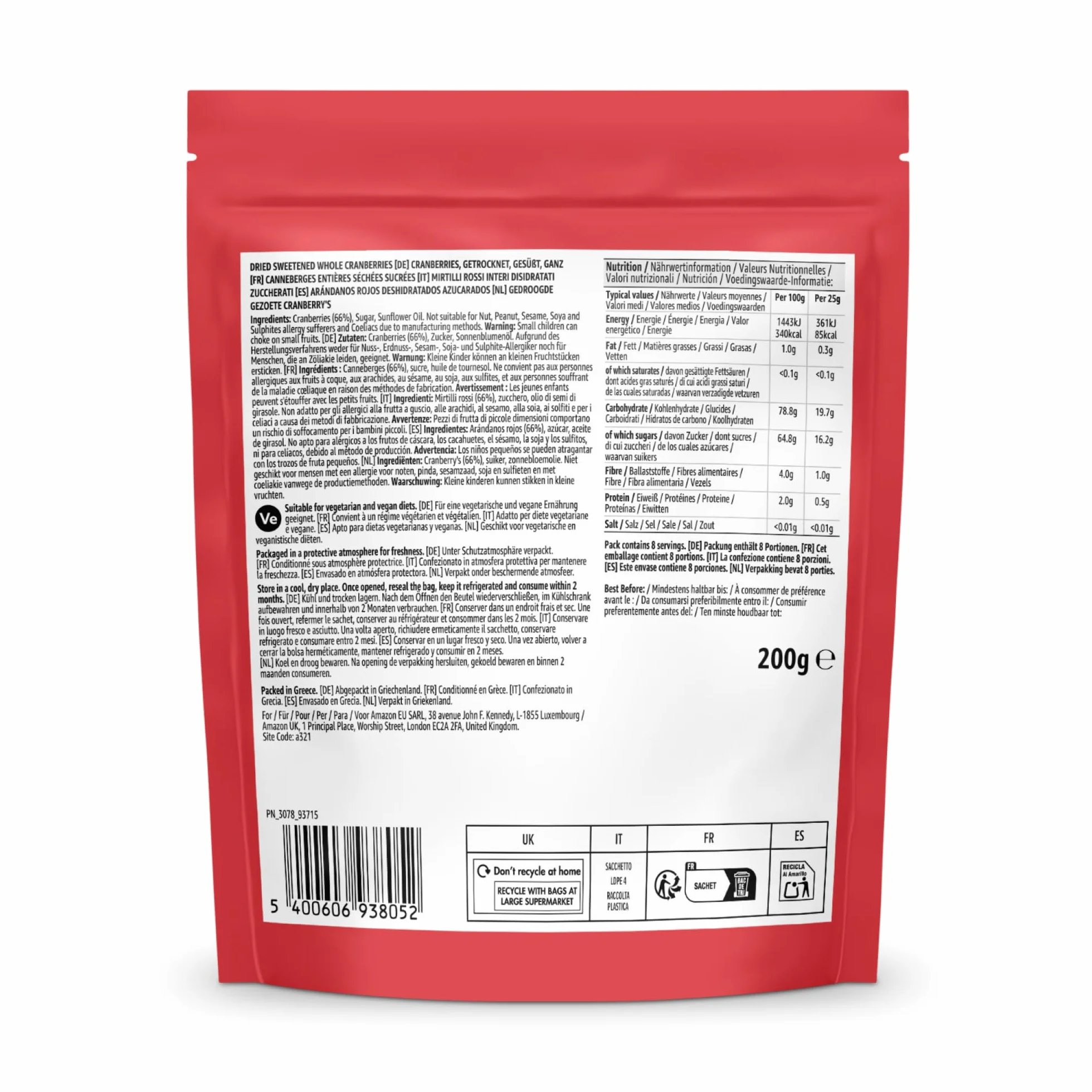 por Amazon Arándanos secos 200g 1 paquete