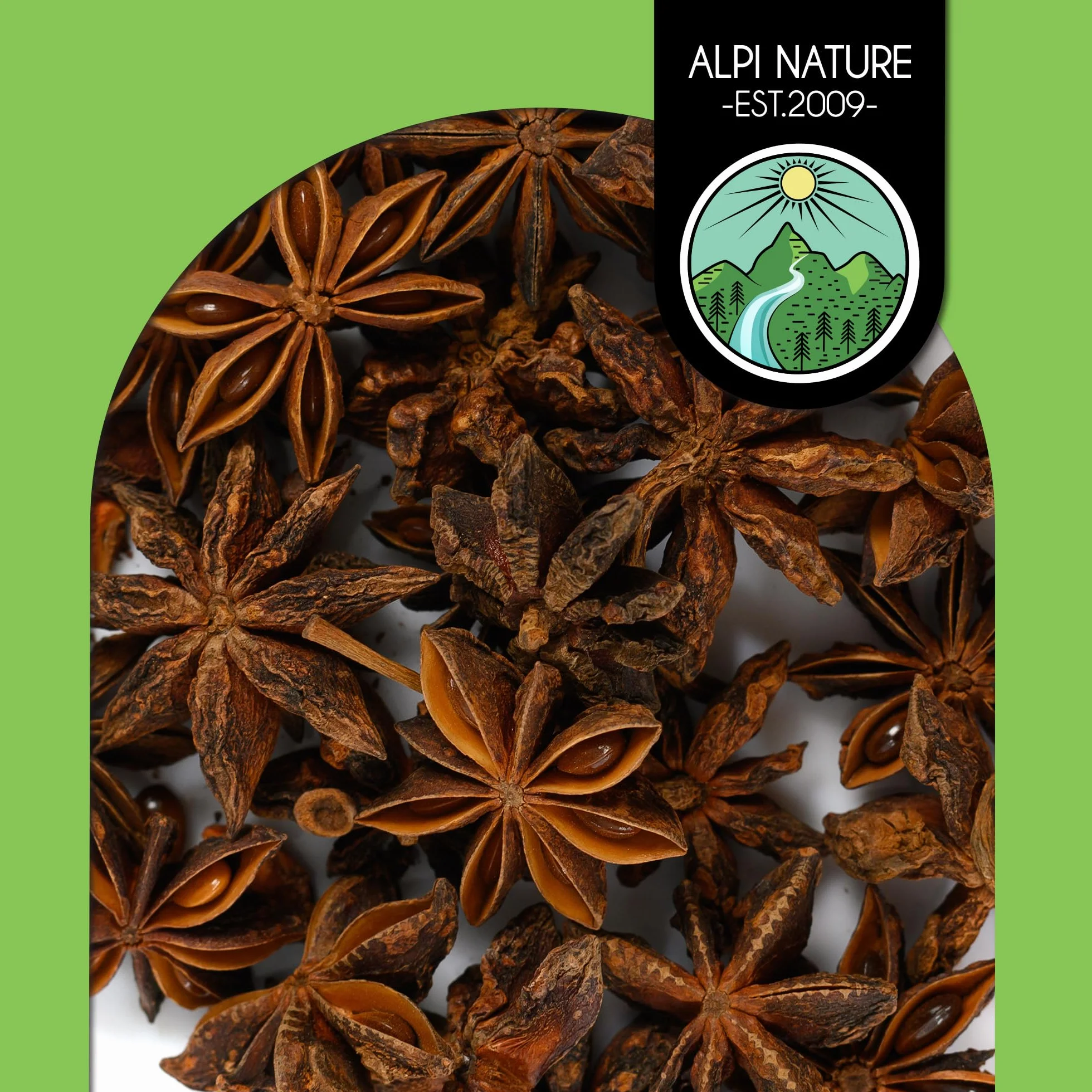 Alpi Nature Anis Estrellado Entero 125g, Vainas de Anís Estrellado para Cocinar y Vino Caliente