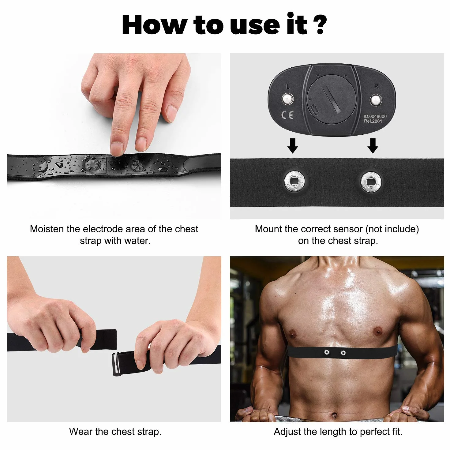 CooSpo Heart Rate Chest Strap Replacement Belt Adjustable Elastic Band 25"