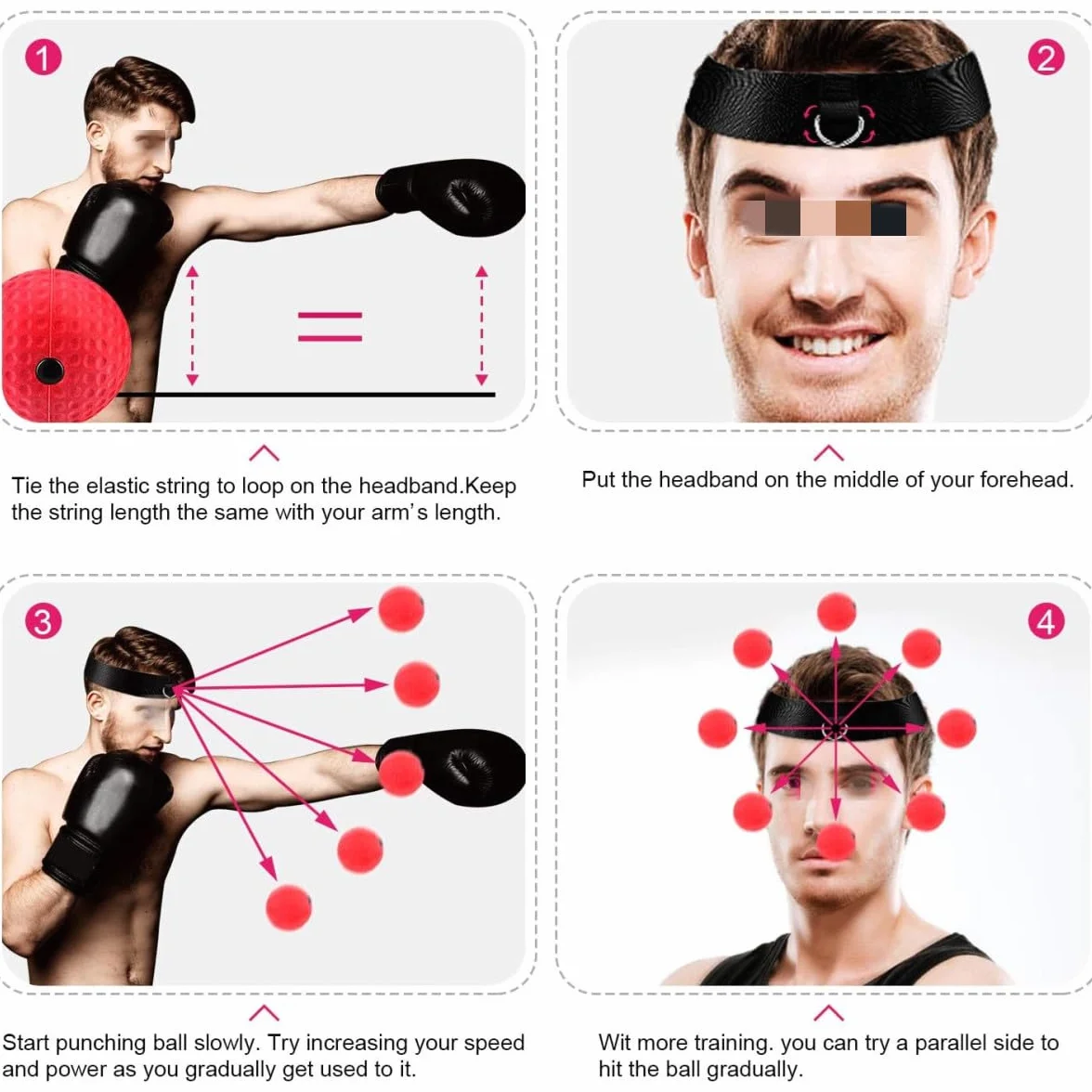 Pelota de Entrenamiento para Boxeo y Reflejos - Juego de 2 Pelotas de Reacción con Diadema Ajustable