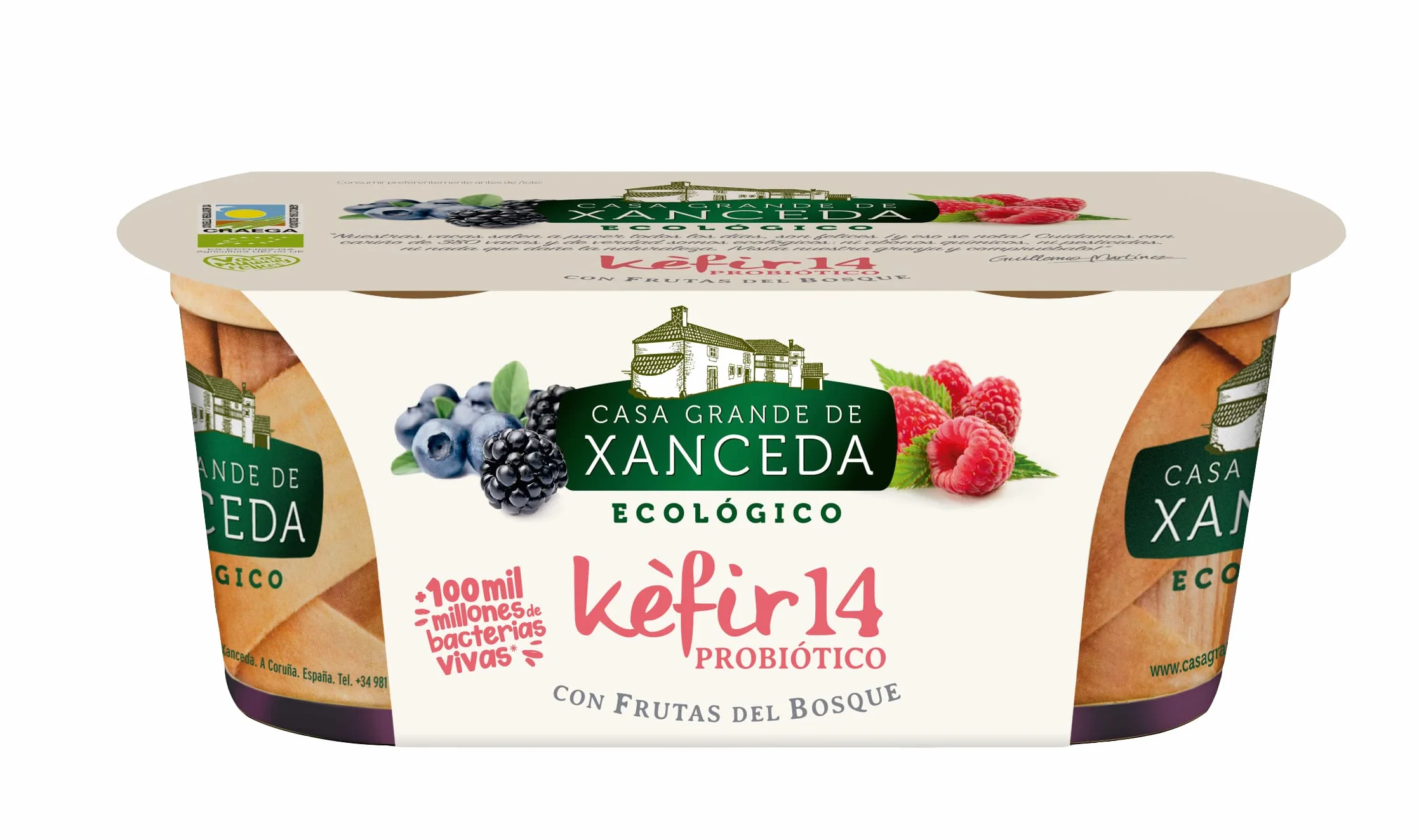 Kéfir Ecológico con Frutas del Bosque Casa Grande de Xanceda 2x125g