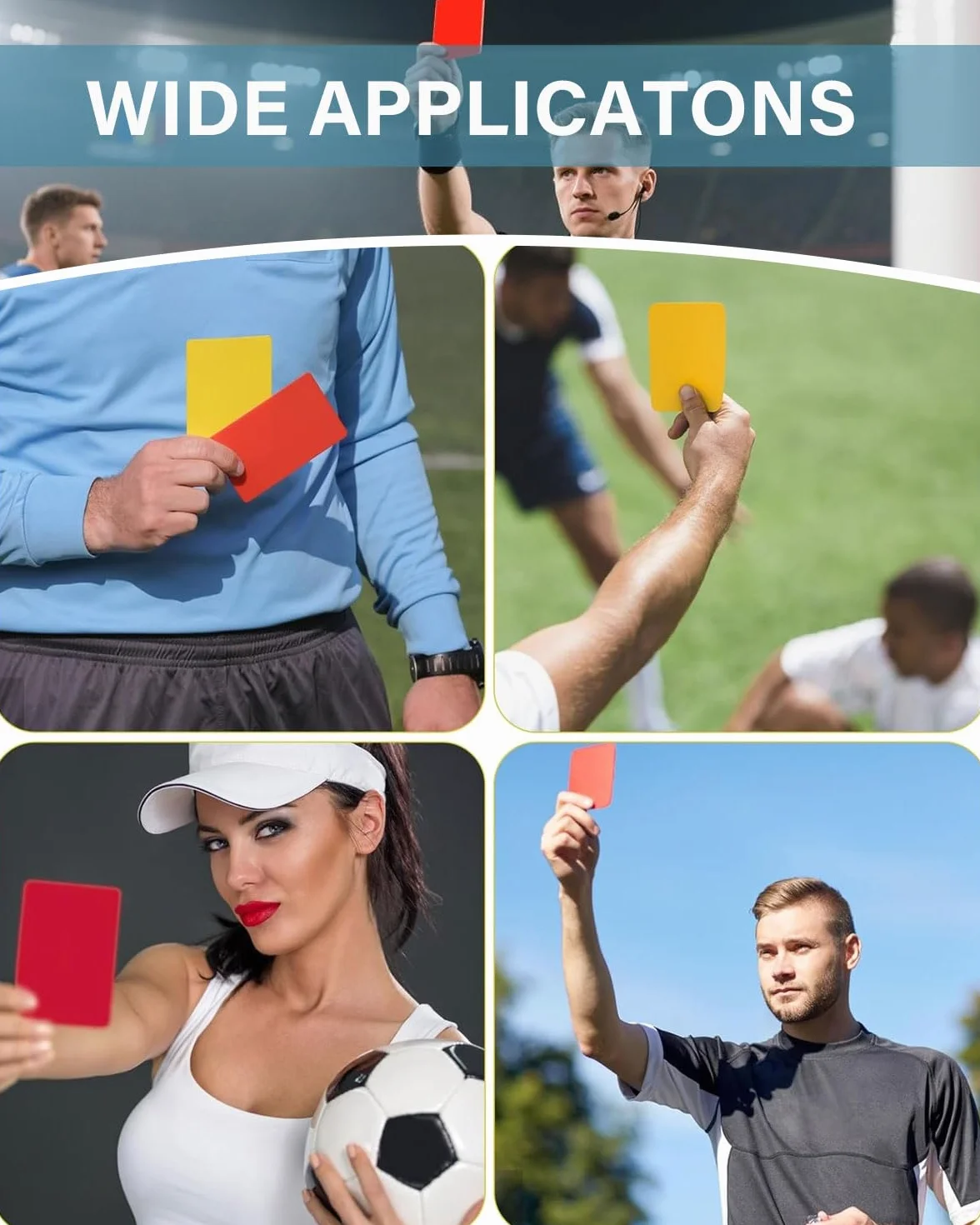 Kit de Tarjetas de Árbitro de Fútbol PVC - 10 Piezas, 2 Amarillas y 2 Rojas para Deporte Escolar