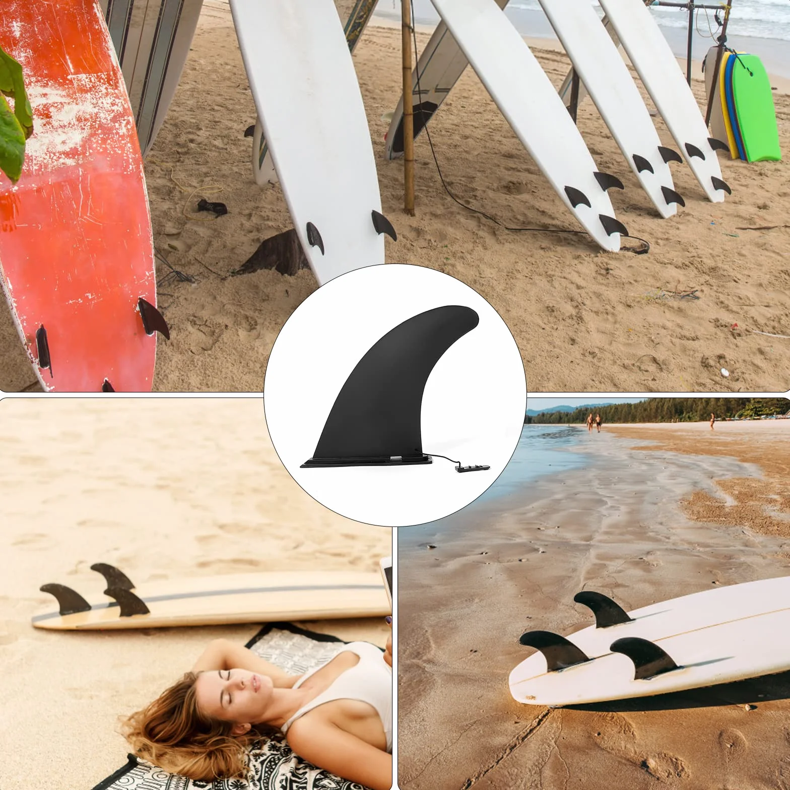 APOMOONS Removible Universal Quilla Paddle Surf 9 Pulgadas Reforzado Aleta Sup Fin Accesorios