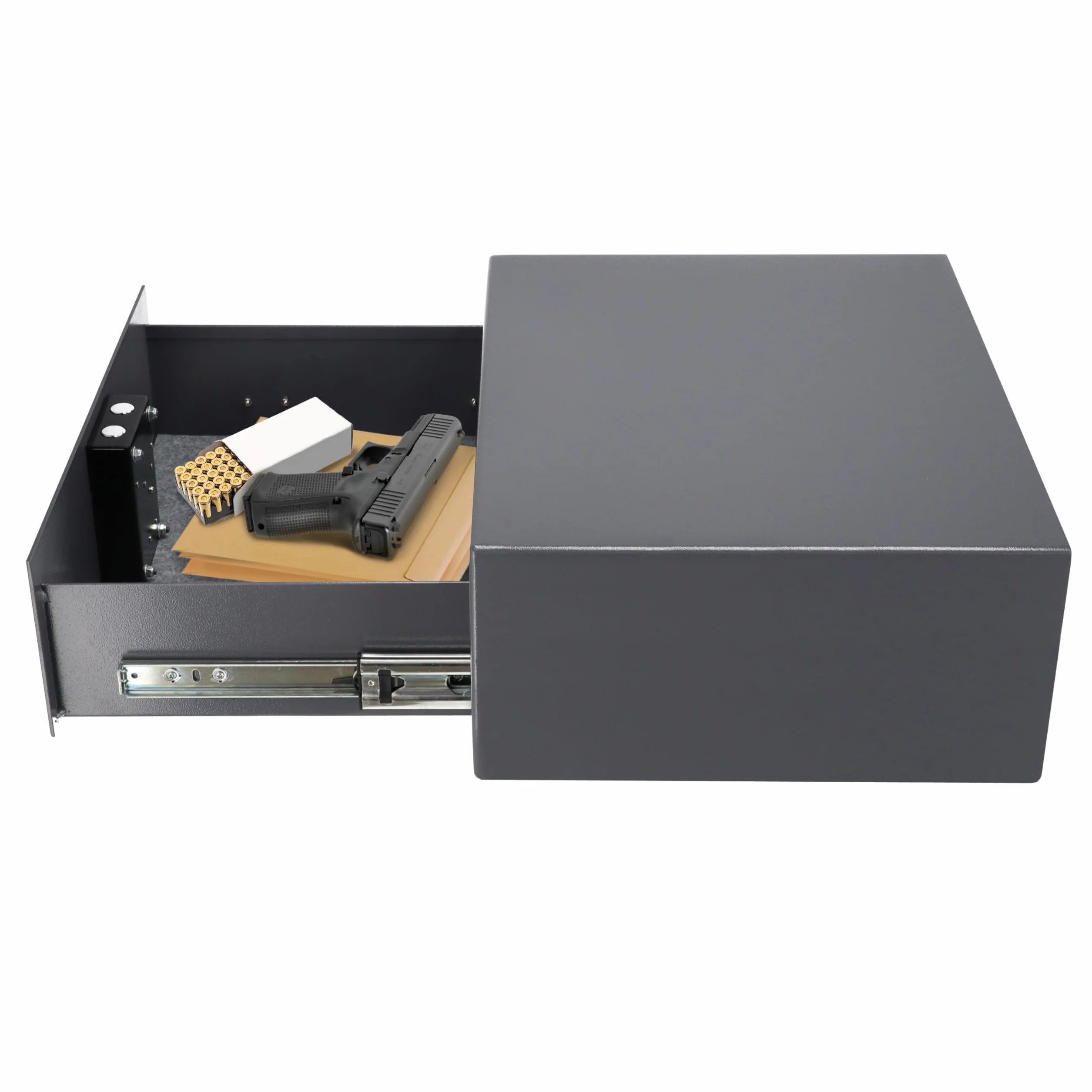 Caja Fuerte Brihard Gun Drawer con Cerradura de Llave, Resistente Alfombrada, para Armas y Munición