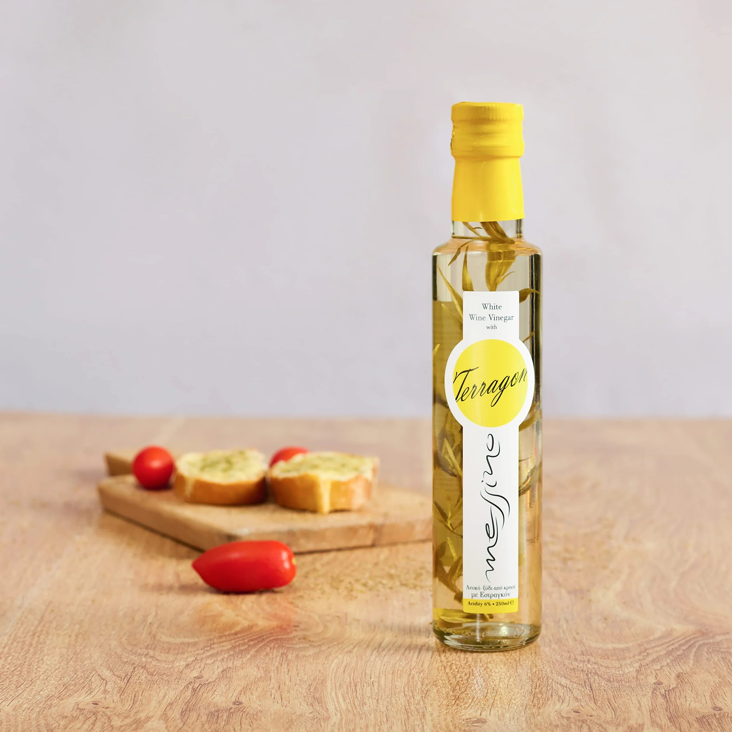 Messino Vinagre Blanco con Estragón | Pack 2 x 250 ml (Total 500 ml) | Vinagre de Vino Blanco Aromatizado con Hierbas Griegas | Sin Azúcares Añadidos, Vegano