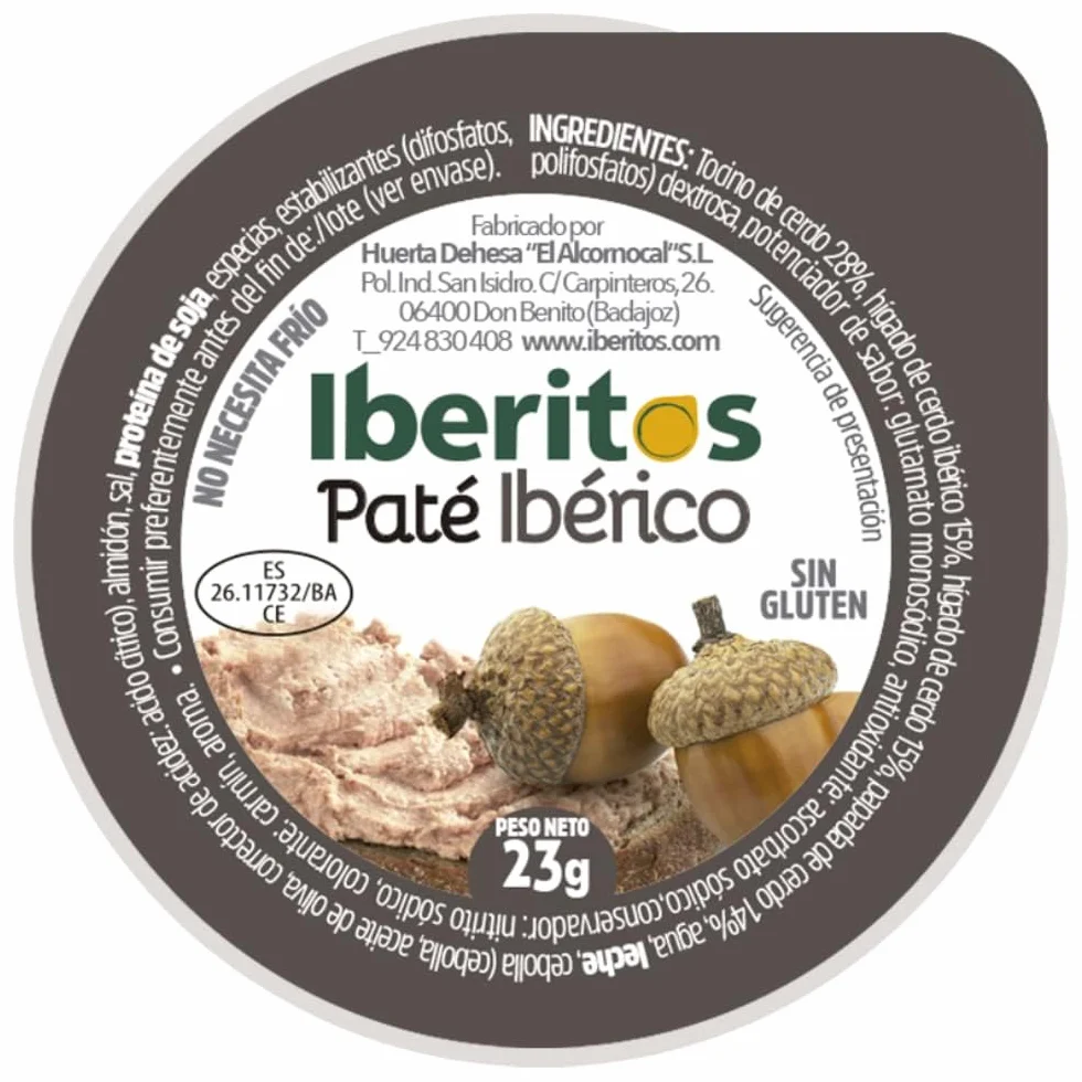 Iberitos Paté Ibérico Monodosis 18x23g | Paté Ibérico Individual para Desayunos y Aperitivos | Formato Hostelería Bar Cafetería Catering