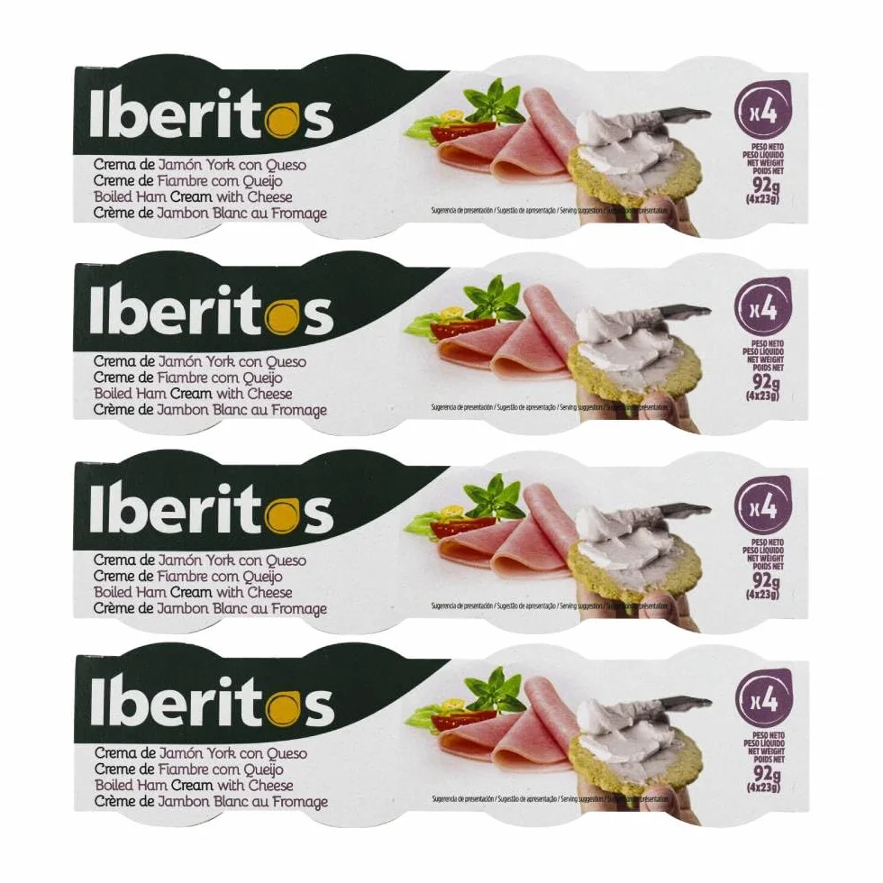Crema de jamón York con queso Iberitos 4x23 g pack de 4