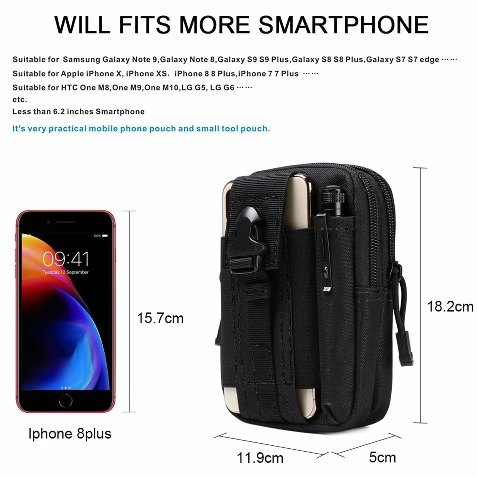 flintronic Bolsa Cintura Táctica 1000D Nylon Militar Compacta para Herramientas Multiusos