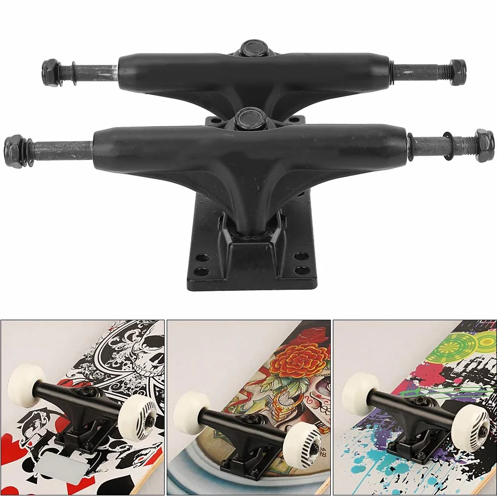 Alomejor 2 Unids Camiones de Skate Profesionales, Puente de Dirección para Longboard, Transmisión por Correa, 4 Ruedas