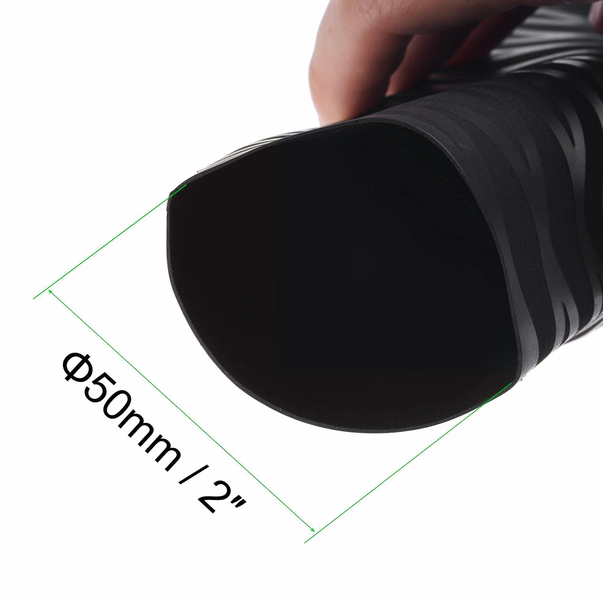 Tubo termorretráctil Unifizz 50 mm diámetro 81 mm ancho plano 2:1 funda cables 1,6 pies Negro