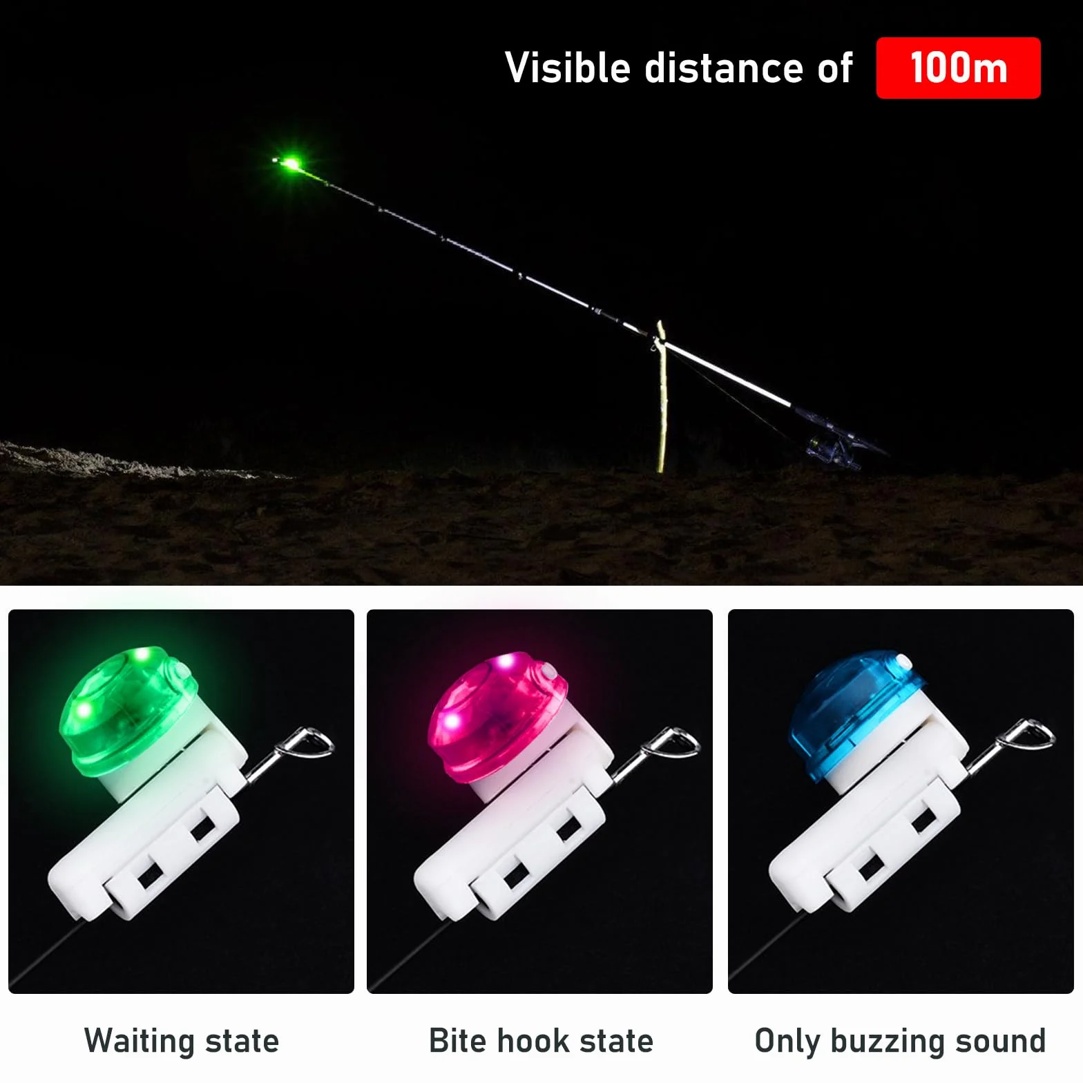 Alarmas de Picada de Pesca LED, 3 Piezas Indicadores Electrónicos para Caña de Pescar