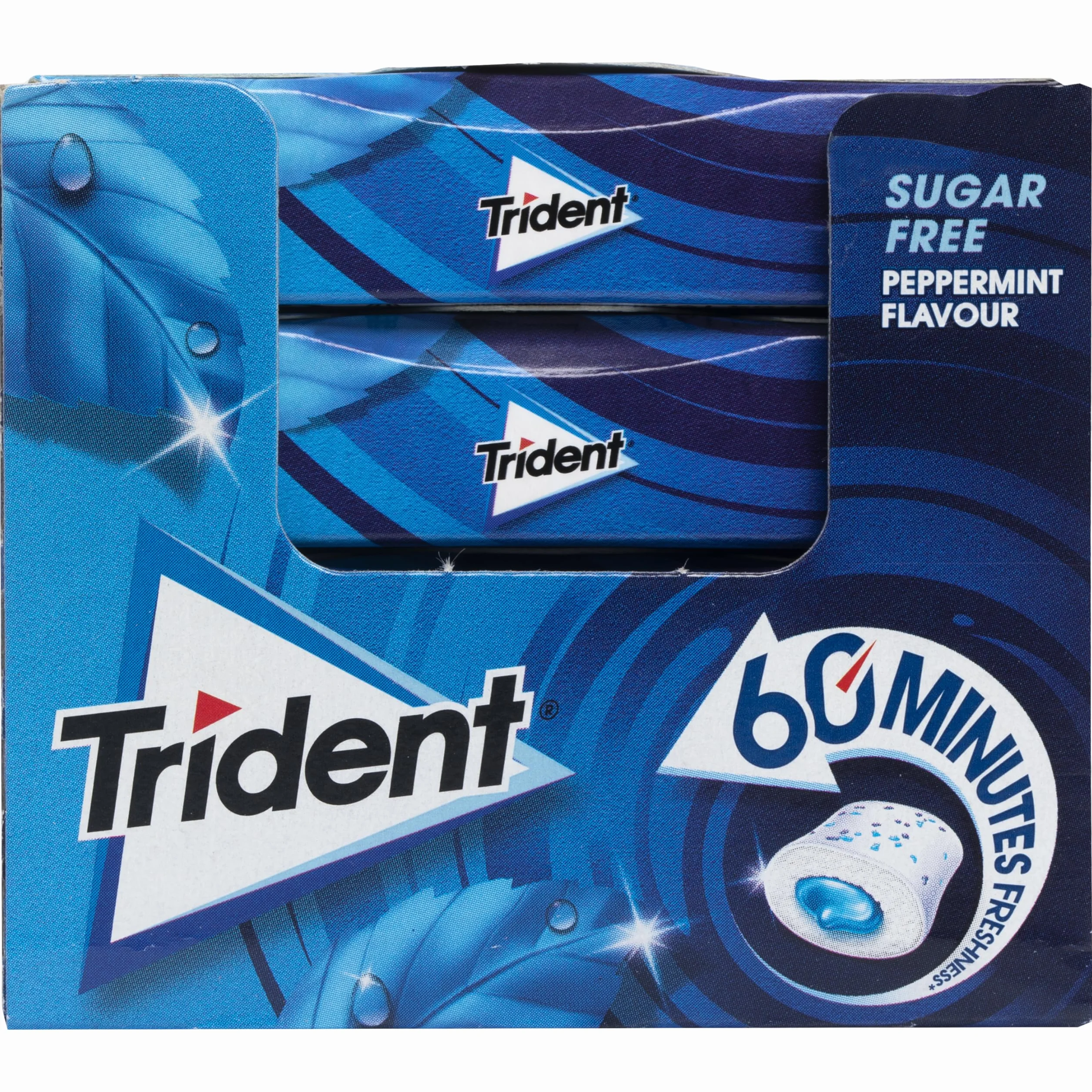 Trident 60 Minutos Menta - Chicles sin Azúcar con Sabor a Menta - Paquete de 16 Envases 22 g