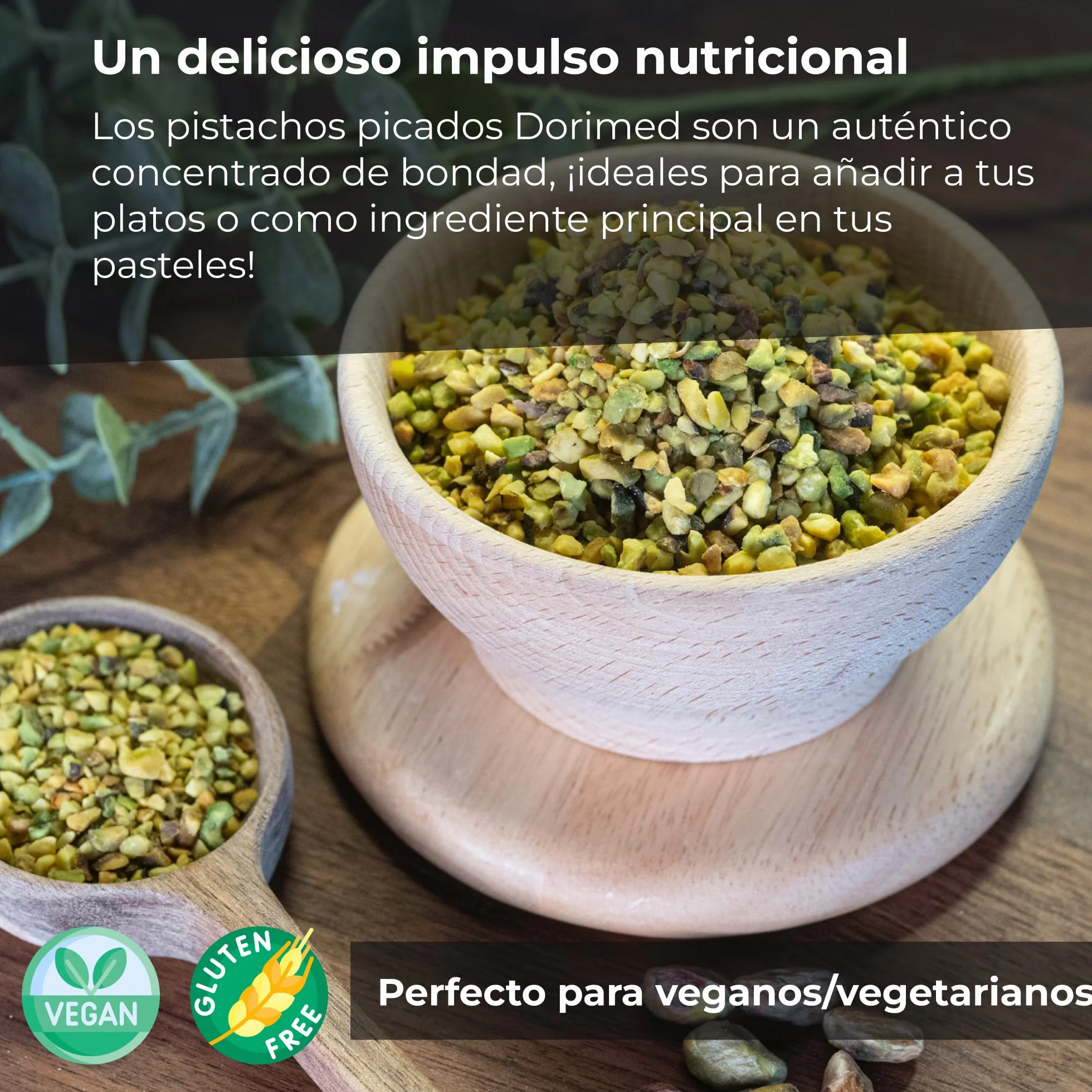 Pistachos Picados y Crudos | Sin Sal | 1 Kg de pistachos de origen natural | Vegano y vegetariano | Sin cáscara | Pelados y frescos | No tostados | Dorimed