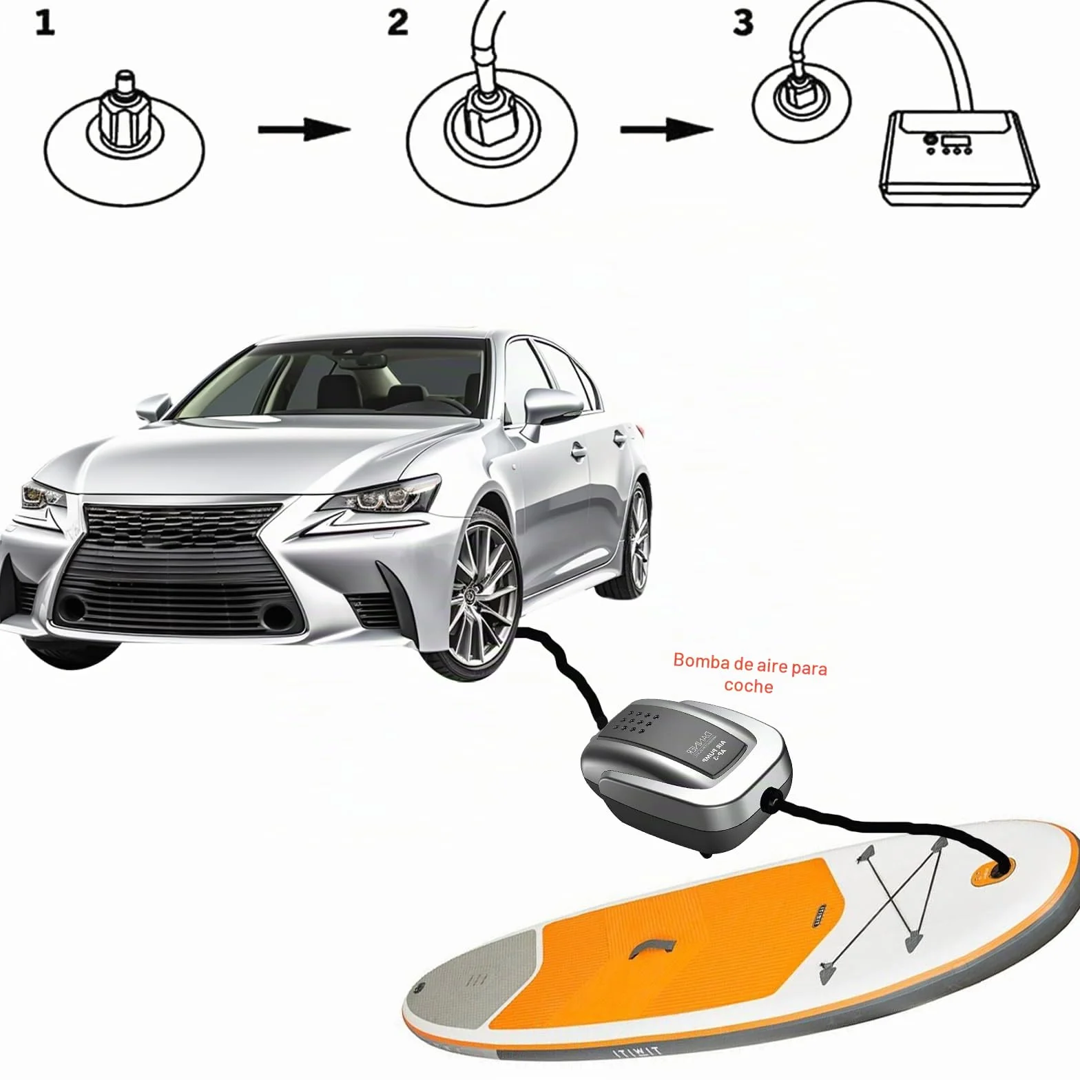 Adaptador Inflador Paddle Surf 8 Piezas Set Compresor Accesorios Hinchable