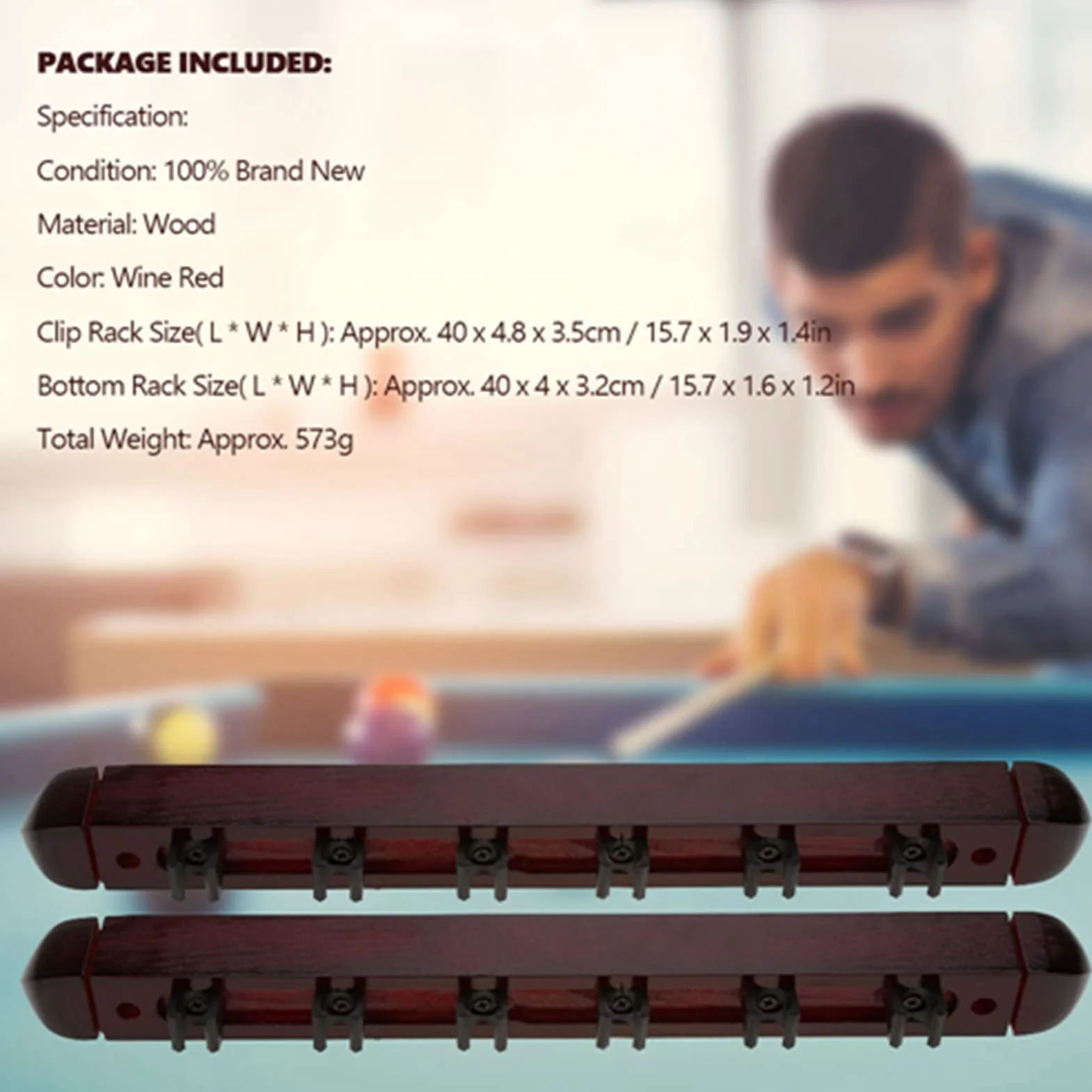 SUNGOOYUE Estante para Tacos de Billar Montado en la Pared, Soporte de Madera