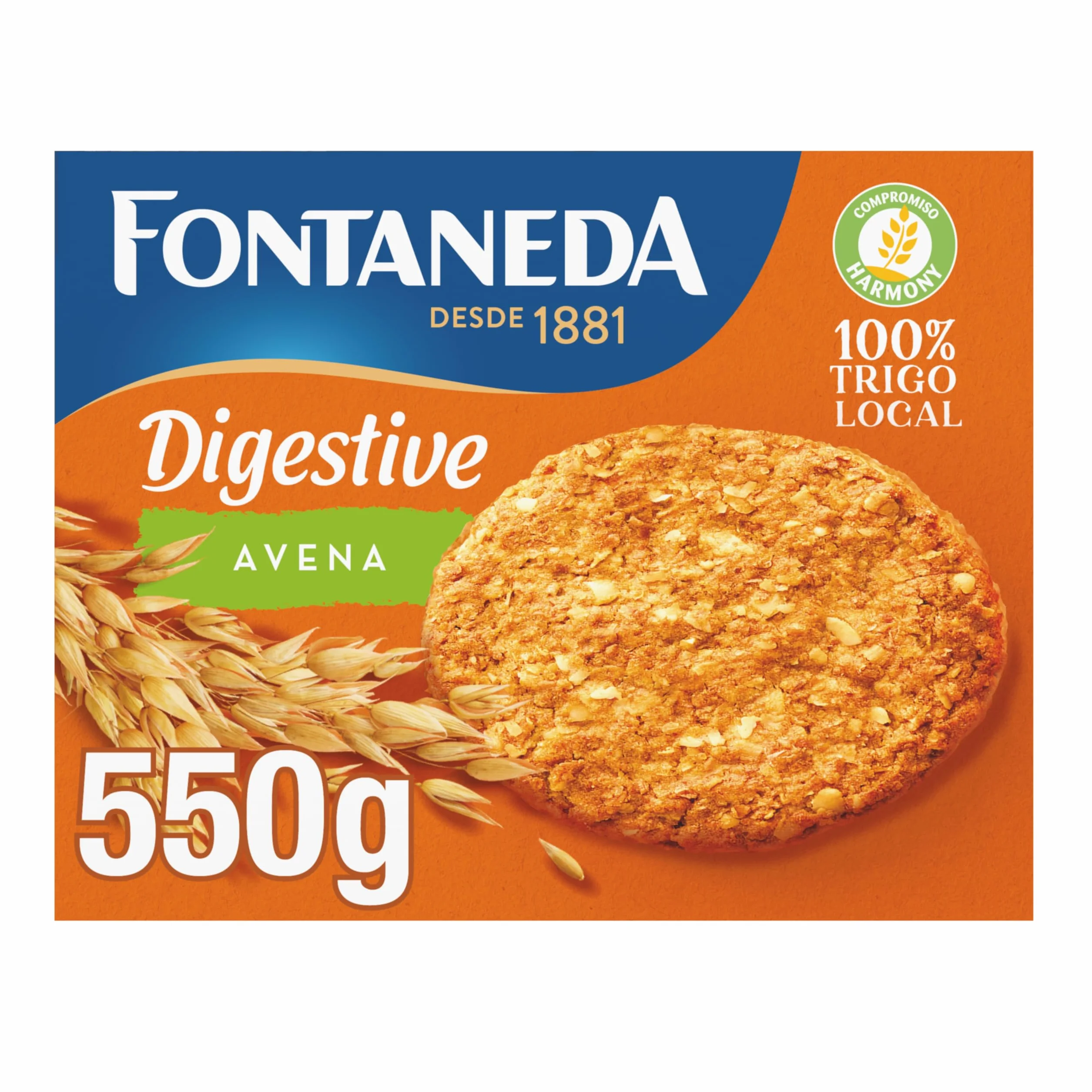 Fontaneda Galletas Digestive con Avena, Rico en Fibra, 550 g