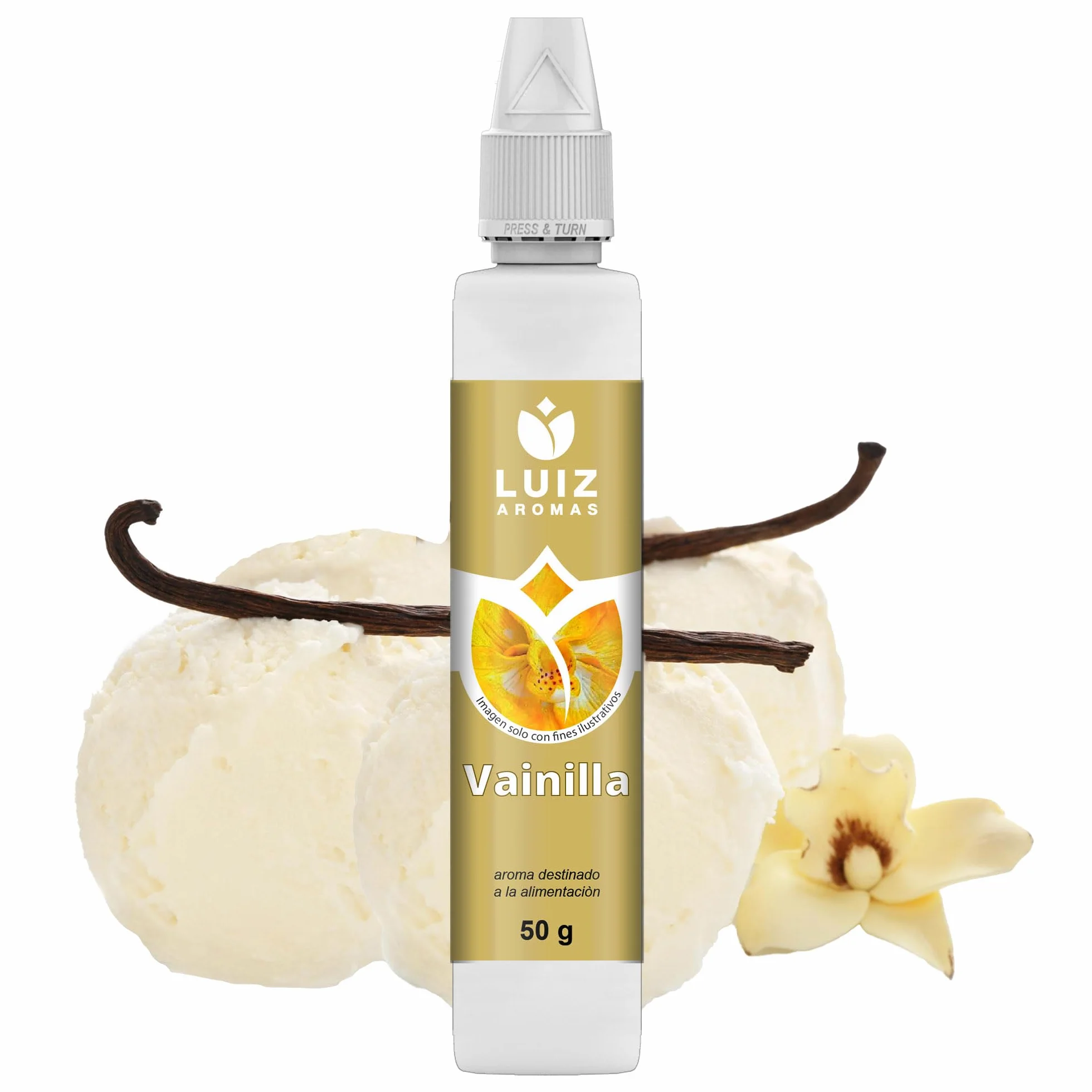 LUIZ AROMAS | Aroma Vainilla - Aroma Alimentario en Gotas para dulces de Hornear, Pasteles, Bizcochos y Tartas | Producto Vegano sin Calorías y sin Azucar | Producto 100% Italiano (50g)