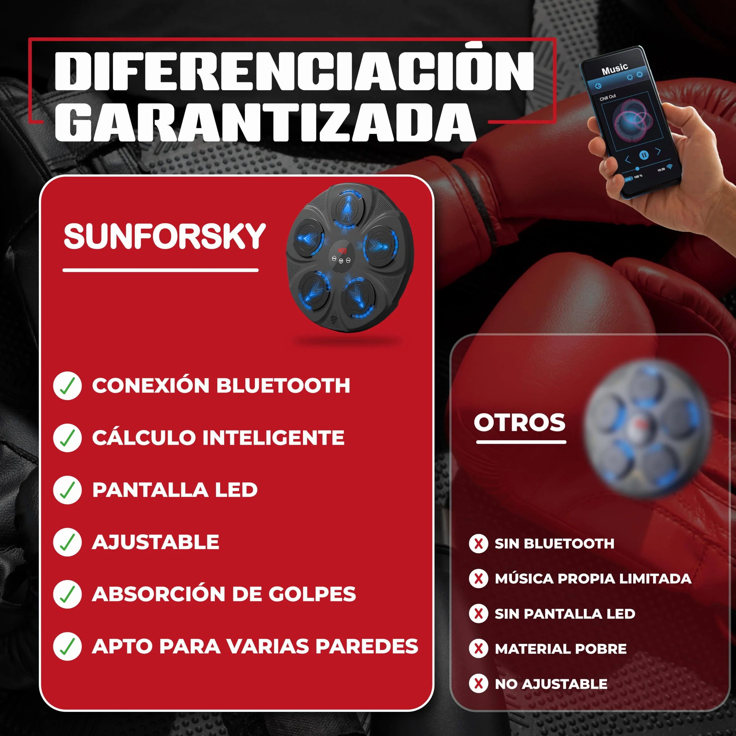 Máquina de Boxeo Musical con Guantes para Niños y Adultos