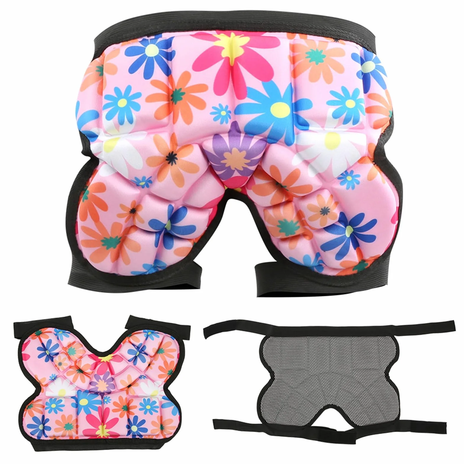 Cojín de Protección para Glúteos y Caderas para Niños, Protector de Patinaje de Fibra de Poliuretano Ajustable Rojo