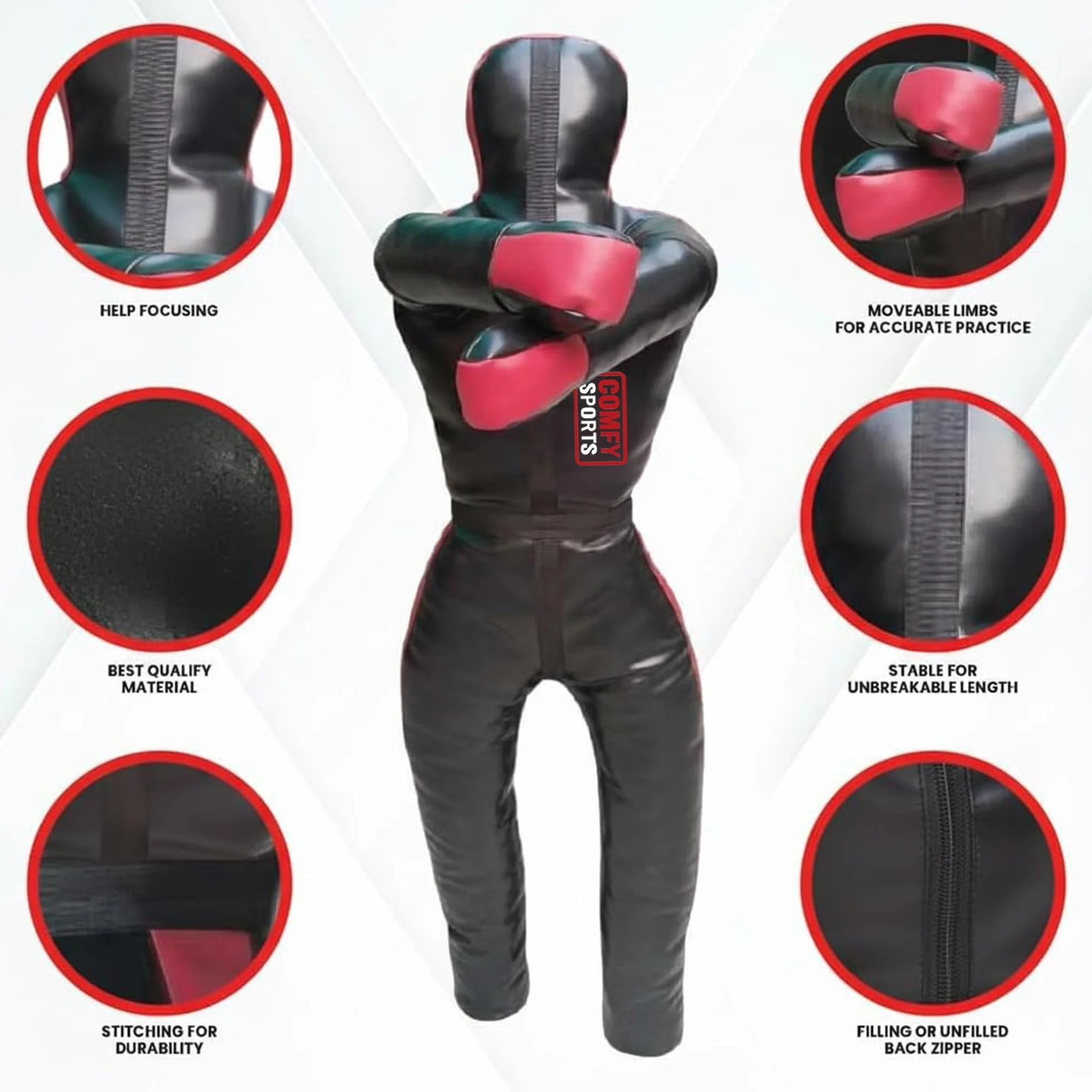 Adult Grip Dummy BJJ Judo Wrestling Standing Position Brazilian Jiu Jitsu MMA Sparring Self Defense Training Unfilled 145cm 170cm Black