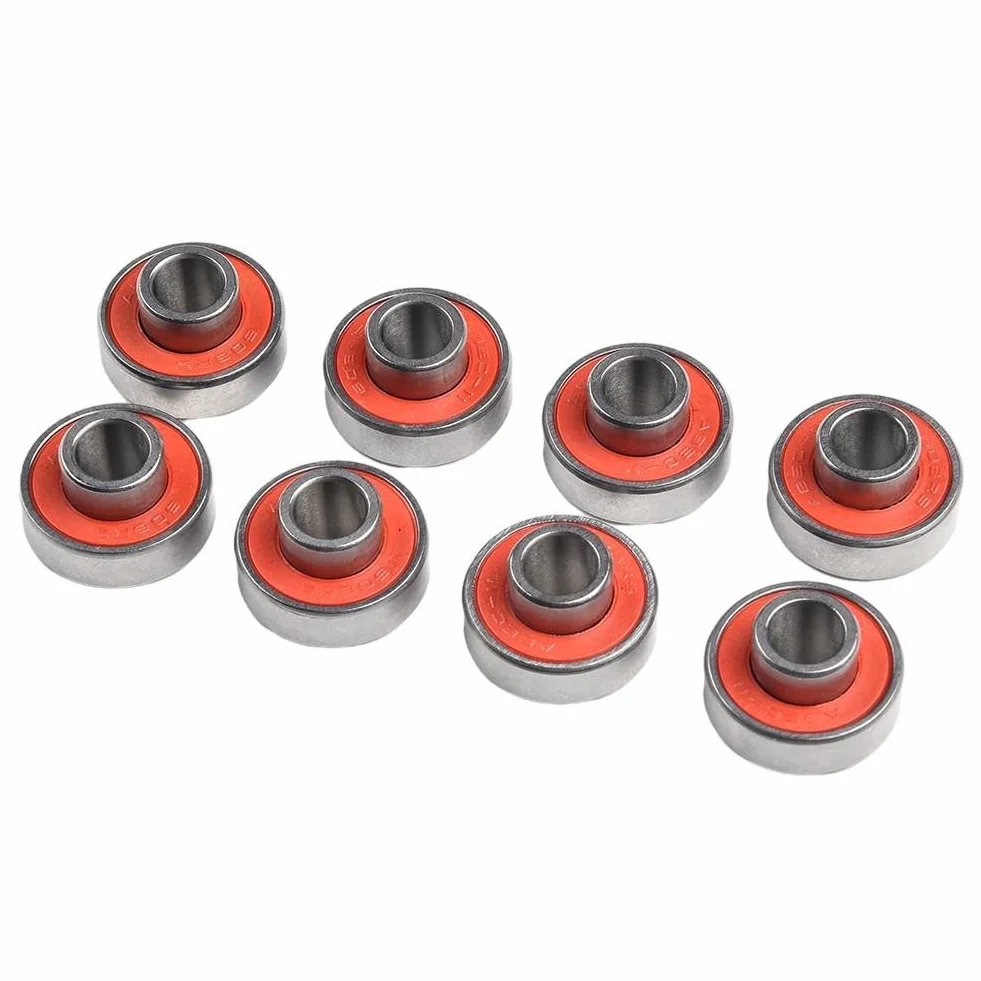 DAZZLEEX 608 2RS ABEC11 Rodamiento de acero, silencioso, placa larga, 8 piezas