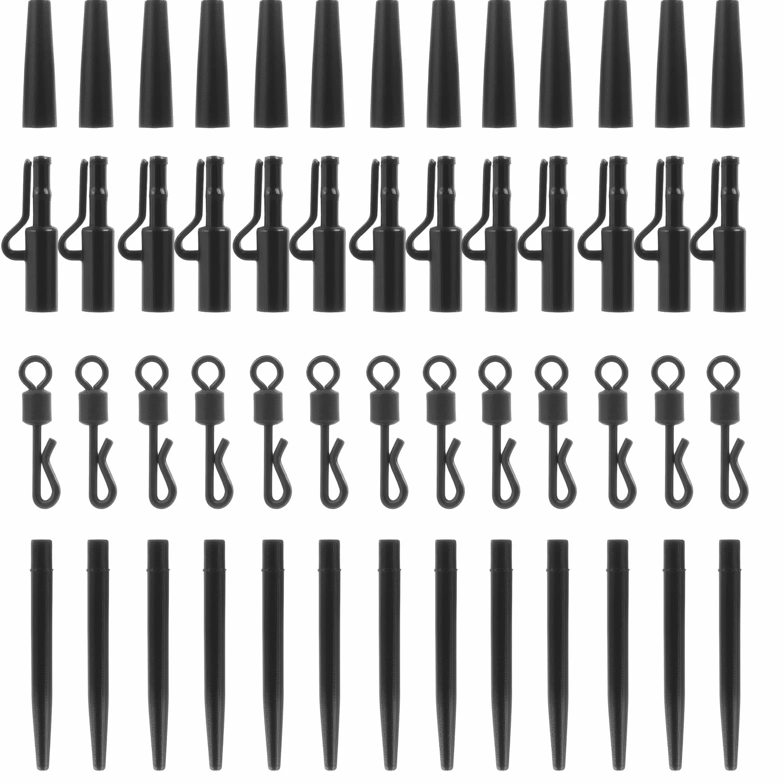 Kit de 60 Piezas para Pesca de Carpas - Clips de Plomo, Manguitos Anti-Enredos, Giratorios de Cambio Rápido y Ganchos de Goma