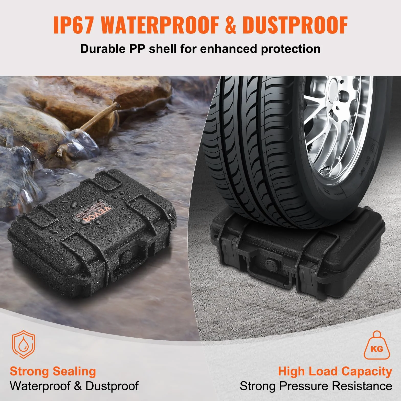 VEVOR Estuche Rígido para Pistola con Espuma de PU Precortada, 320x240x118 mm, Resistente al Agua y Polvo, Negro