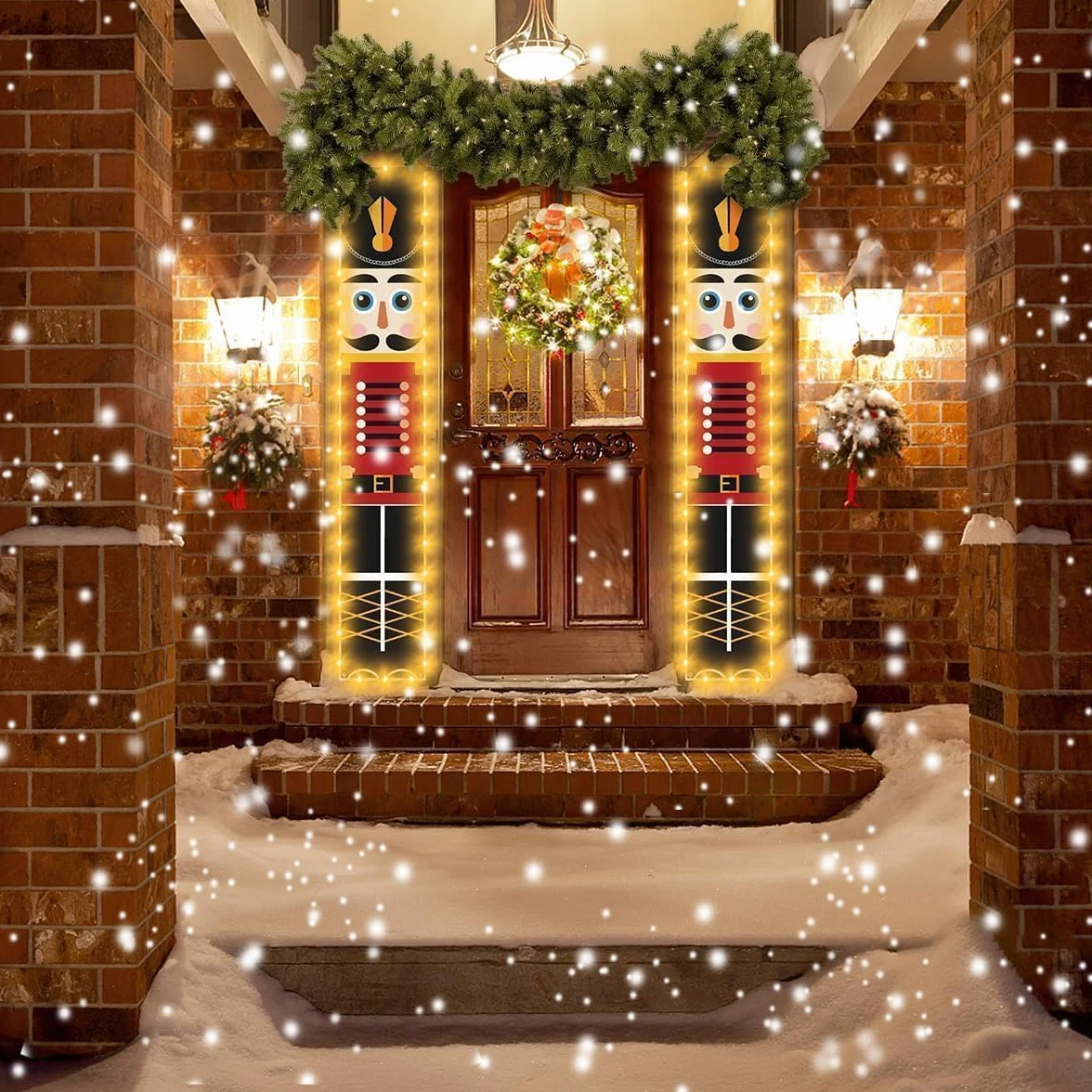 Decoraciones Navideñas de Cascanueces Pancartas con Luz 1 par 32 x 180 cm para Exterior