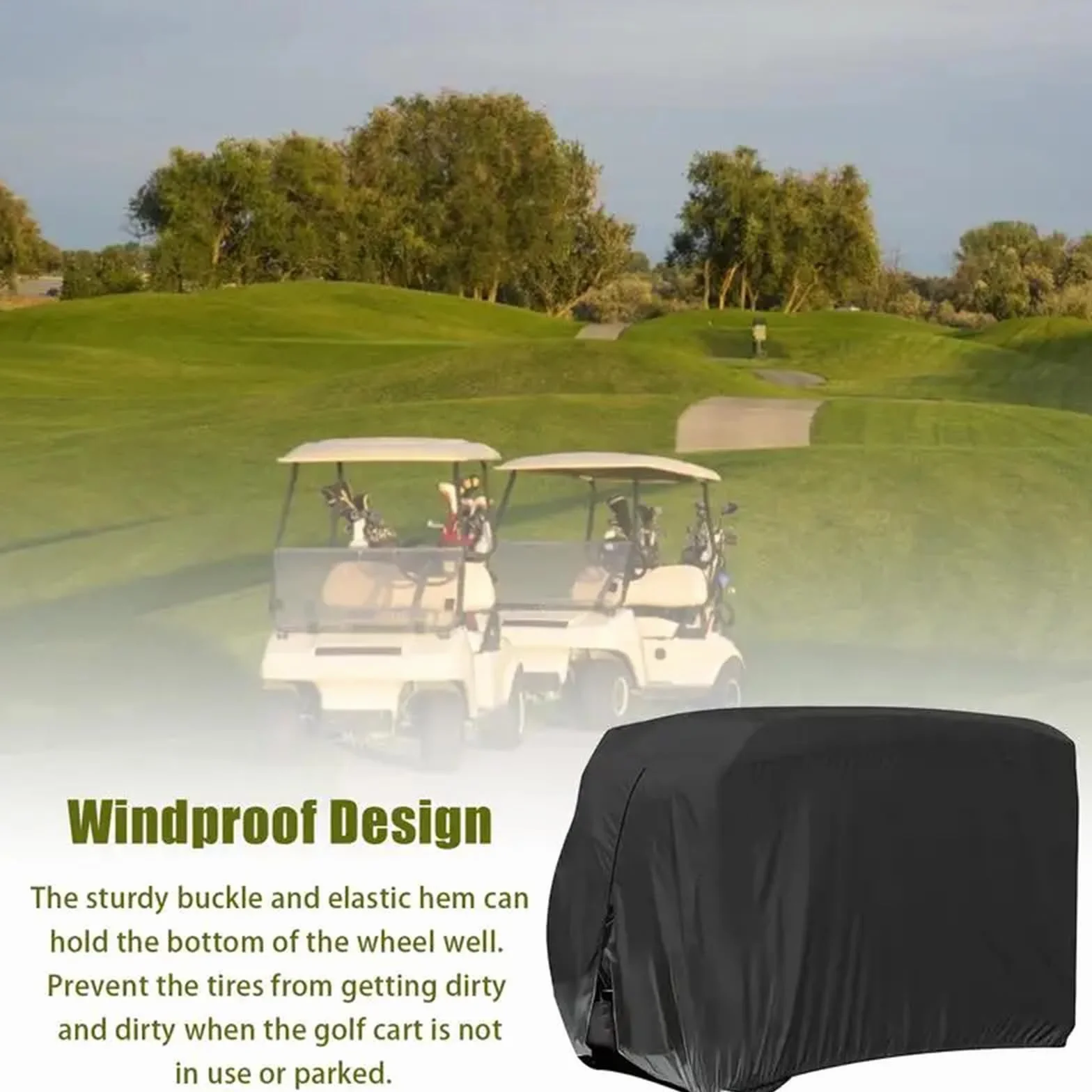 Funda para Carrito de Golf Impermeable Cubierta Oxford para Lluvia y Polvo para 4 Personas Ezgo Club Car Yamaha