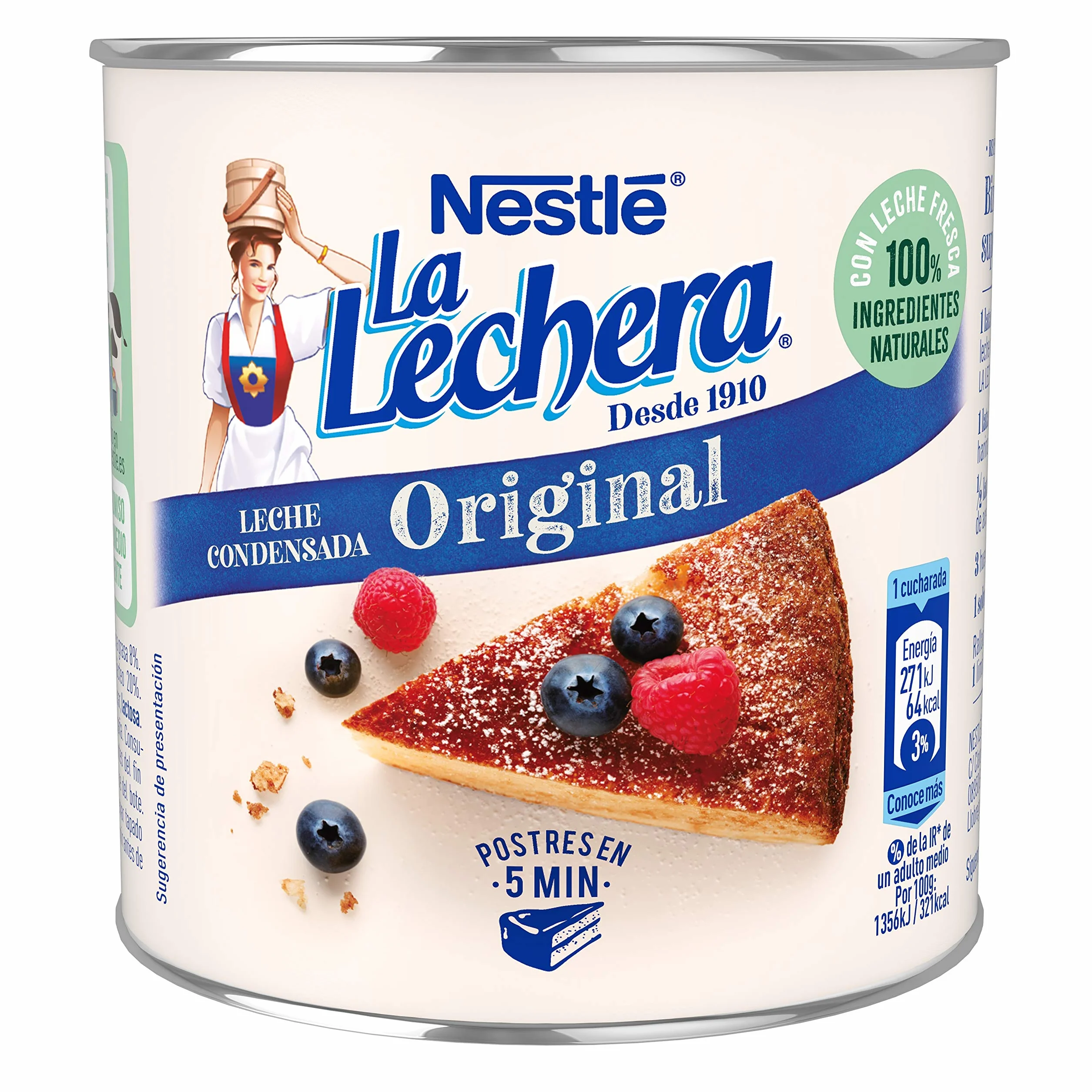 Nestlé La Lechera Leche condensada entera, Lata de 370 gr