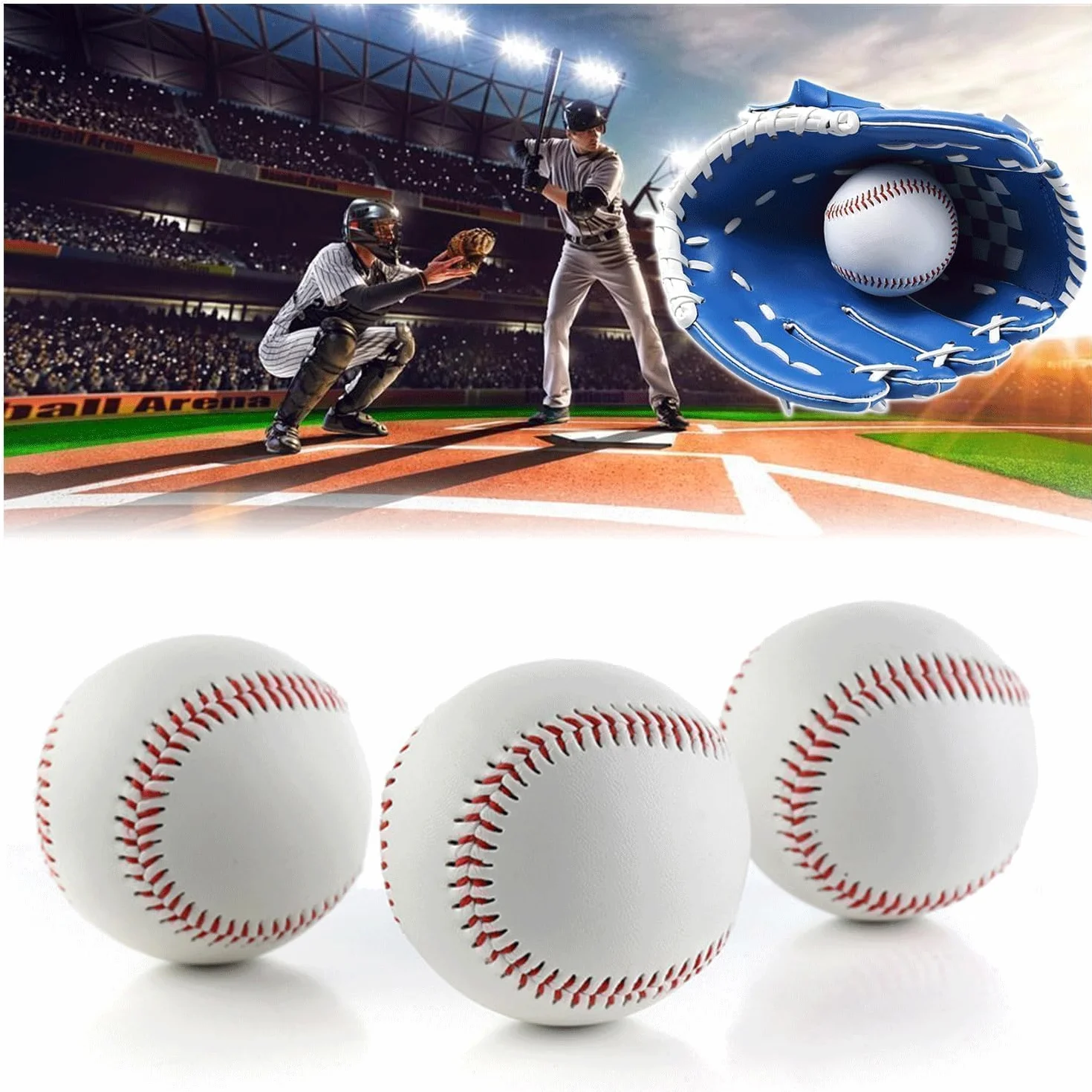 Pelotas de béisbol cosidas a mano, suave, 9 pulgadas, poliuretano, para adultos y jóvenes