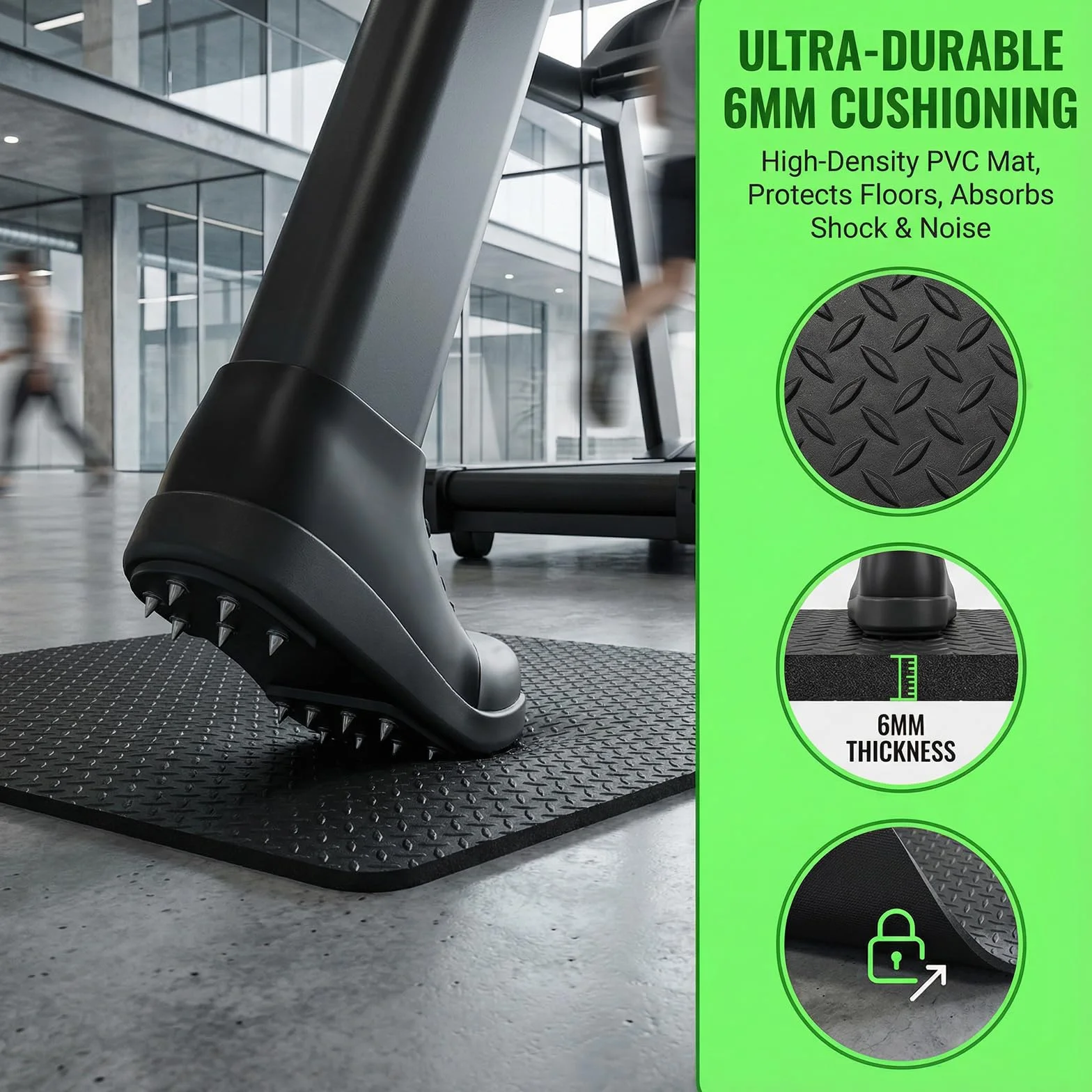 Alfombrilla Antideslizante para Fitness Protector Suelo Silicona 63.5x30 cm Cintas Correr Bicicletas Yoga