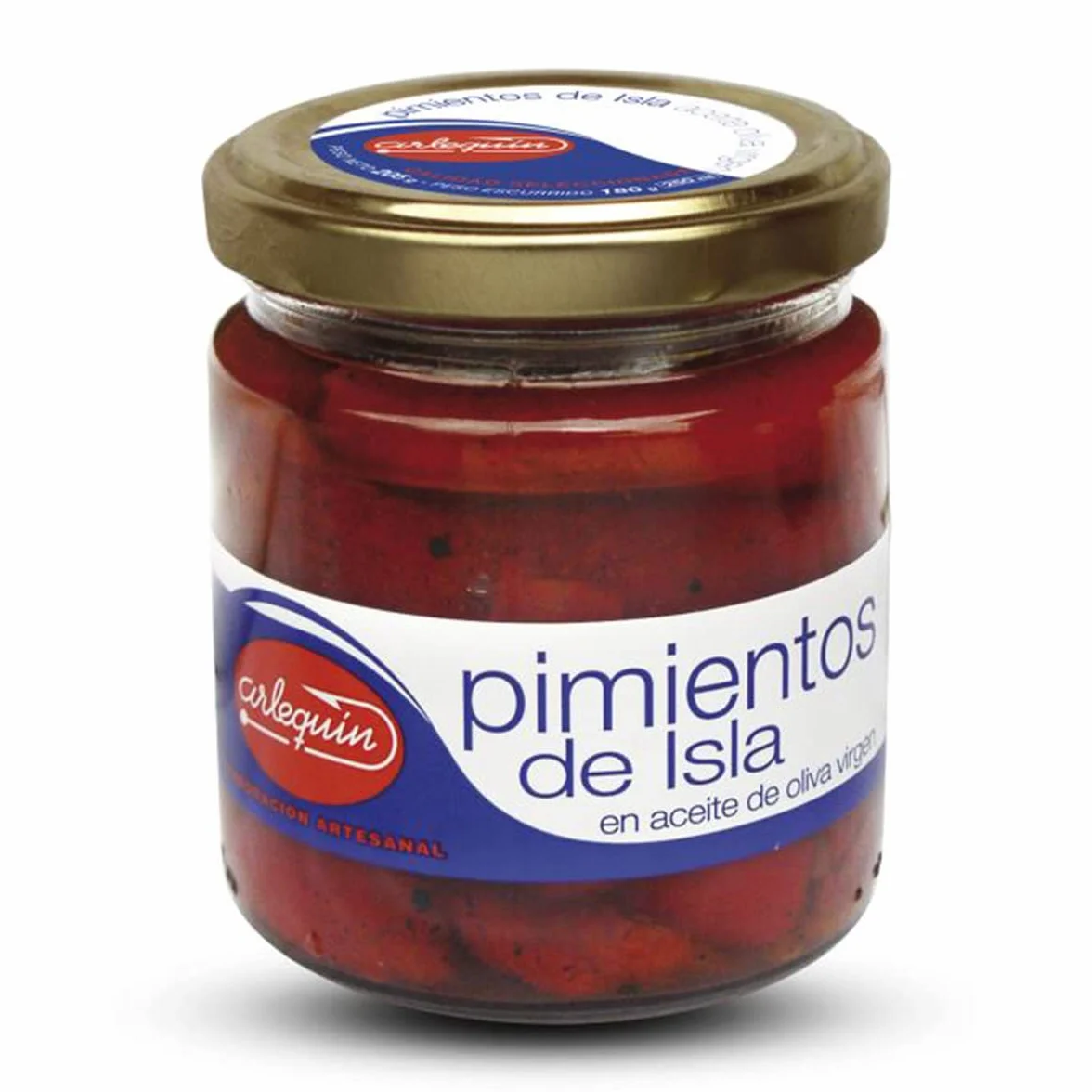 ARLEQUIN Pimientos de Isla, Asados al Horno de Leña, Pack de 4 Tarros de 220 grs (880 grs)