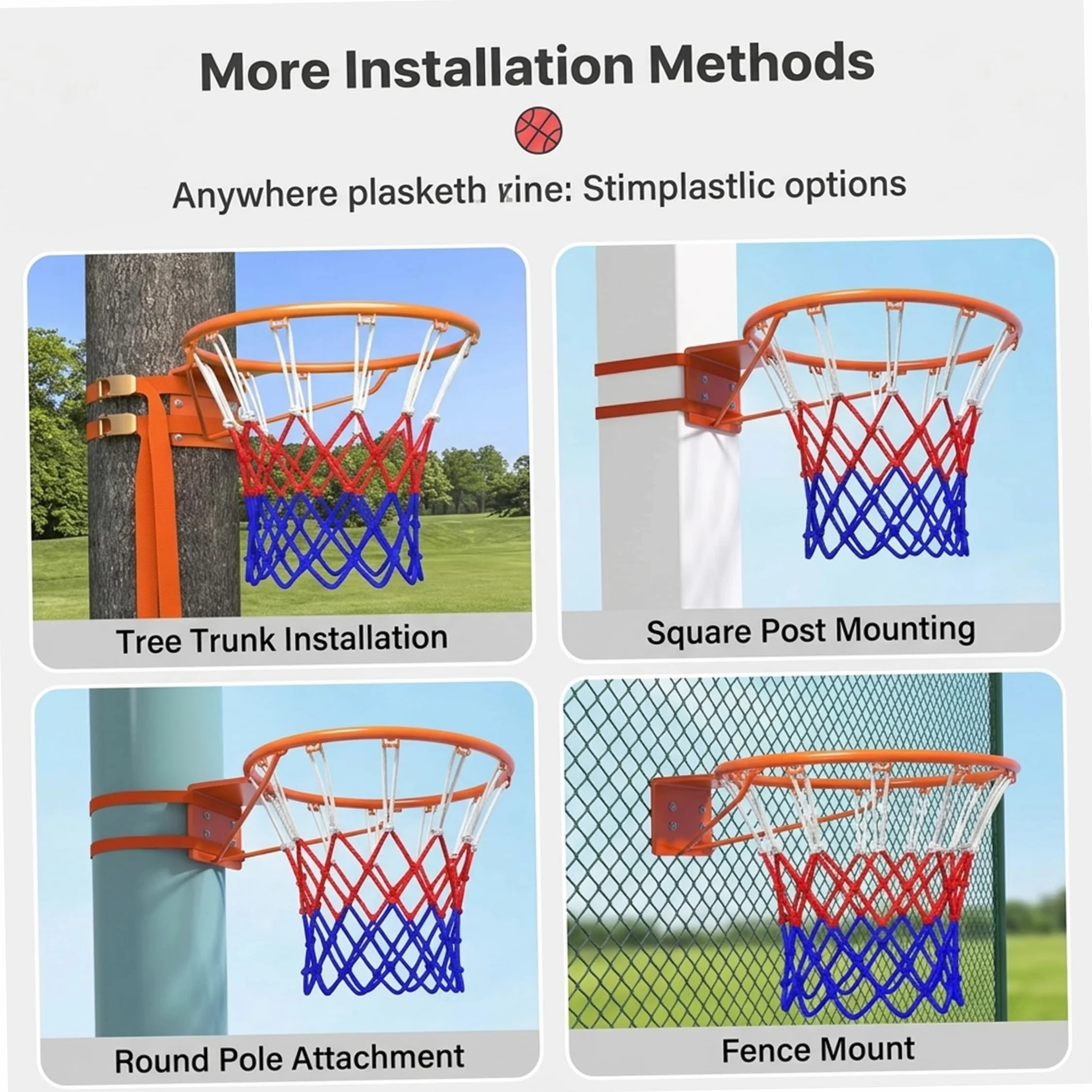 Aro de Baloncesto para Montaje en Pared, Reemplazo de 18, Resistente con Absorción de Impactos de Doble Resorte
