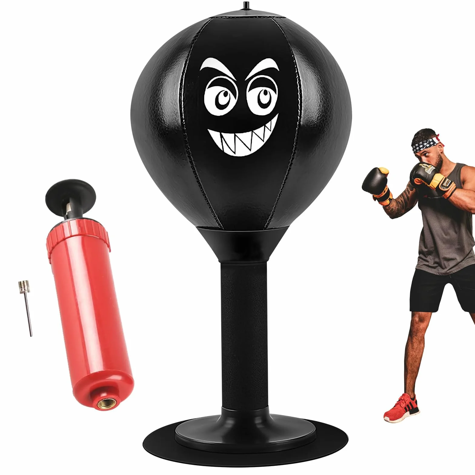 Mesa de Punchingball con Plumas, Ventosa para Aliviar el Estrés, 18 x 17,5 x 37 cm