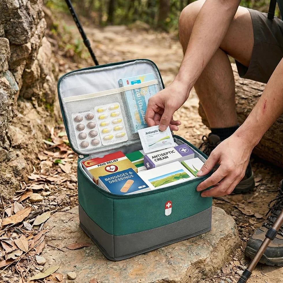 Botiquín de Primeros Auxilios 10L Impermeable XXL con Asa para Viaje Hogar Escuela Verde
