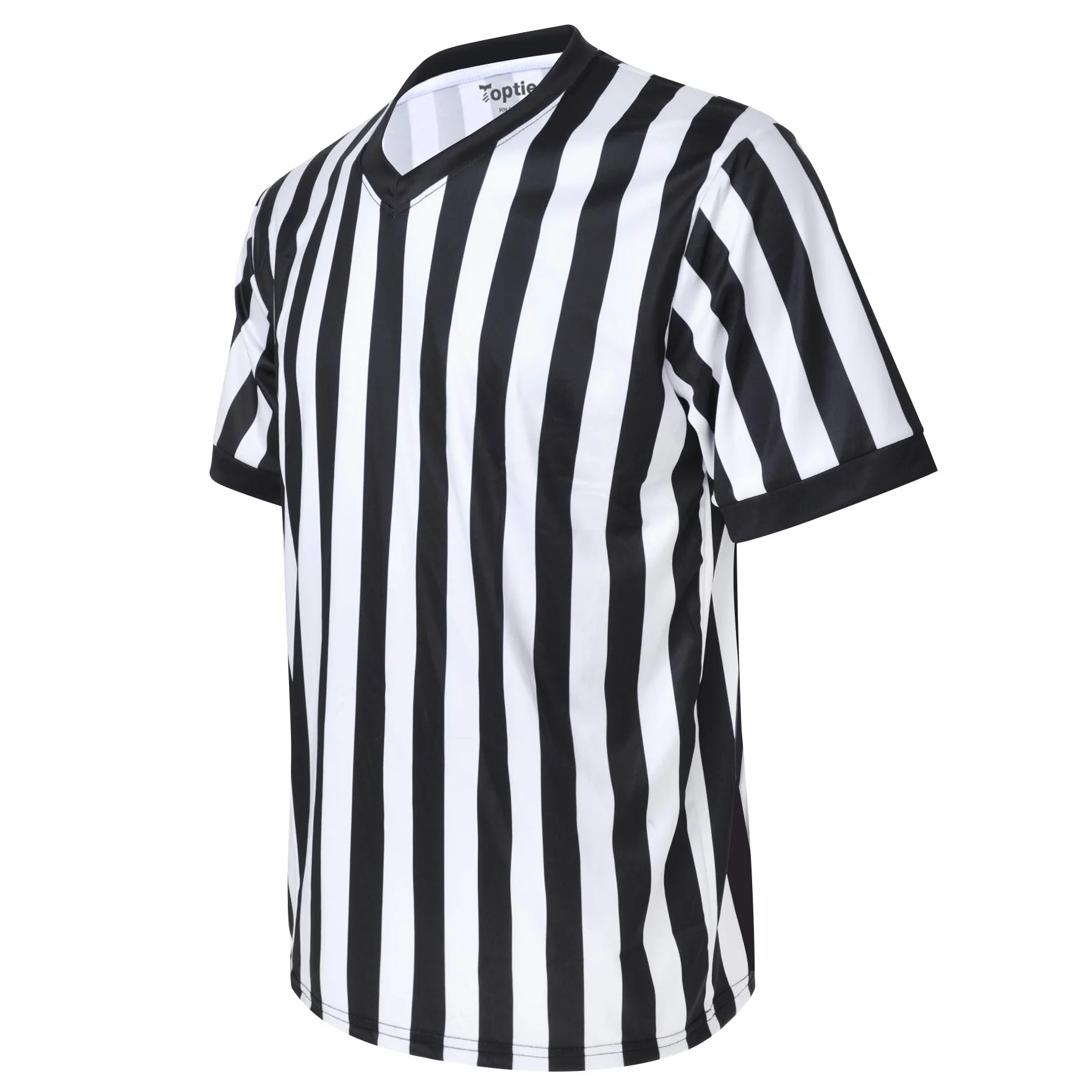 TopTie Camiseta de Árbitro Hombre Cuello de Pico Rayas Clásicas Blanco y Negro
