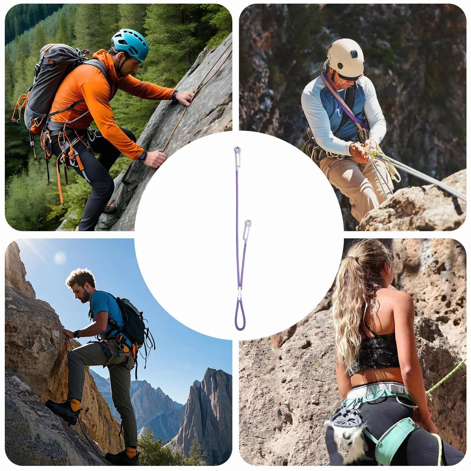Prusik Rope Cuerda de Seguridad para Escalada Alta Resistencia en Forma de Y Ascensos Rescate