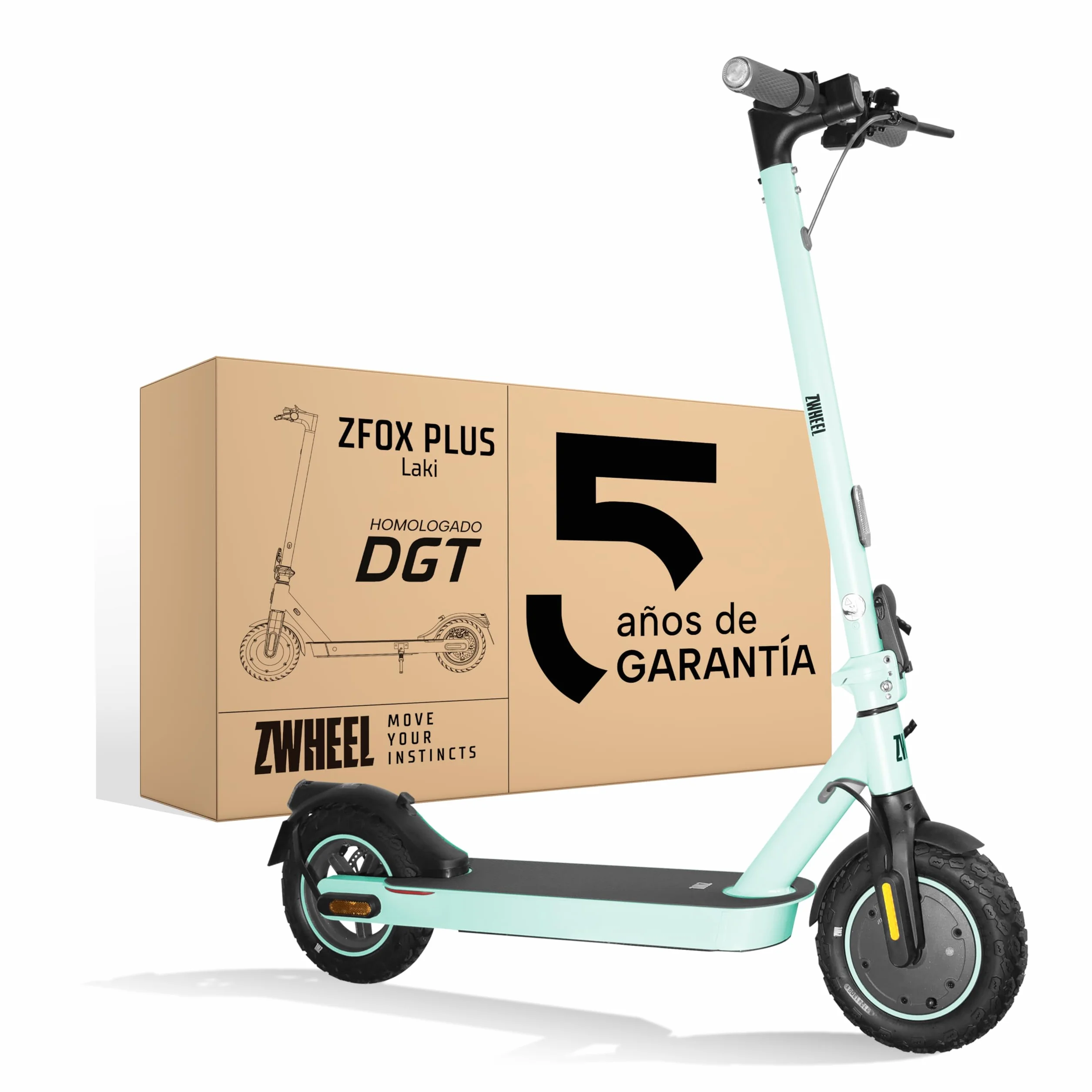 ZWHEEL ZFOX Plus Patinete Eléctrico Adultos Homologado DGT 300-600W 35km Autonomía Ruedas Mixtas 10" Aire Frenos Disco