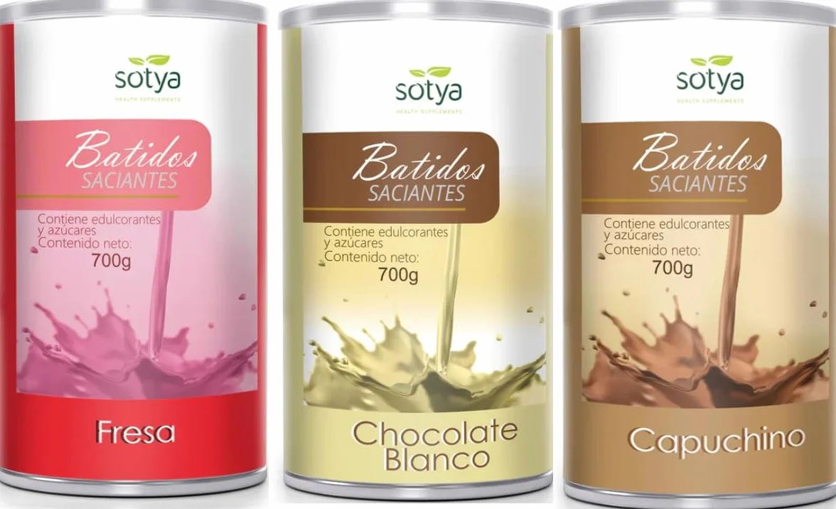 Sotya Batido Saciante Control de Peso Sustitutivo de Comida Pack 3 Sabores (Fresa, Chocolate Blanco y Capuchino) Alto en Proteínas y Fibra, Bajo en Grasas, Sin Azúcares Añadidos