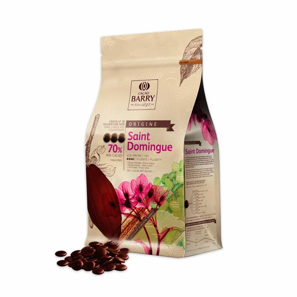 Cacao Barry Origine - 70% Saint Domingue Chocolate Negro Cobertura (pistoles) 2.5kg