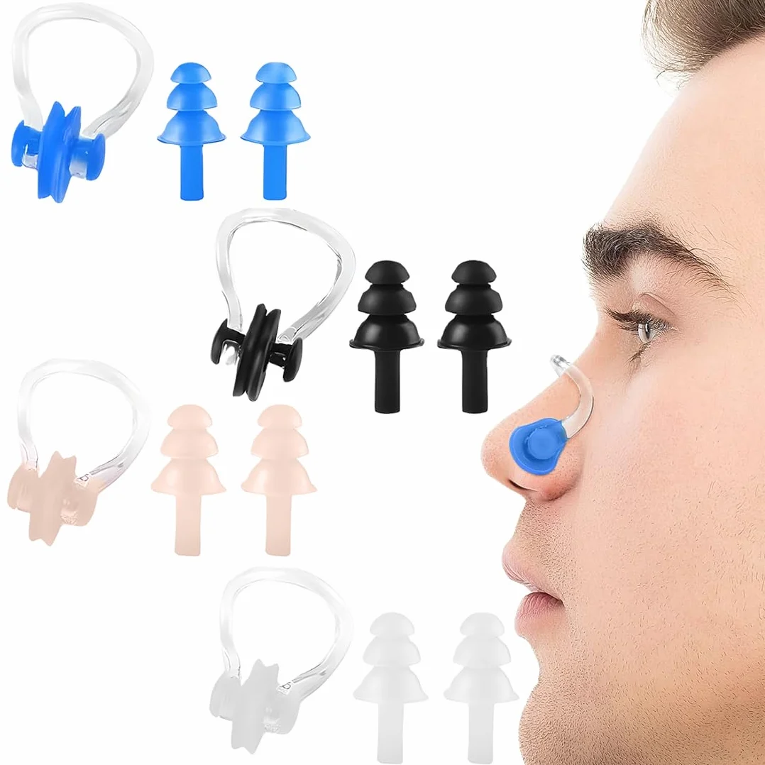 Nose Clip Natación Adultos 4 Piece Set Tapones para los Oídos Protección de la Nariz