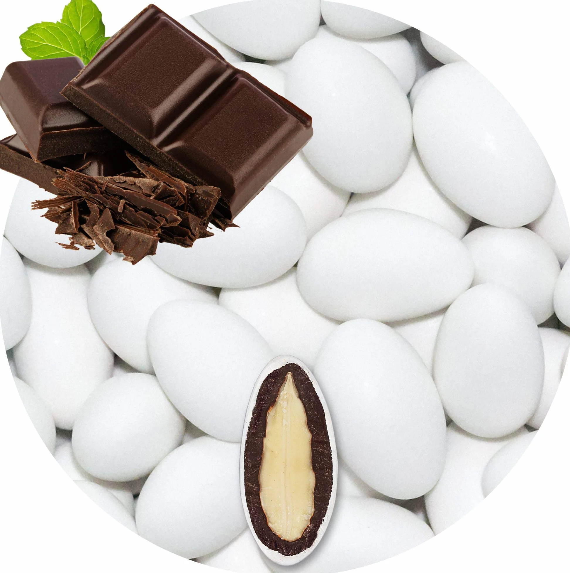 EinsSein Peladillas de Almendra Chocolate negro blanco mate 500g | 80 pieza Confeti Dulce para Fiestas | Grageas para Boda Bautizo y Comunión | Cumpleaños y Eventos