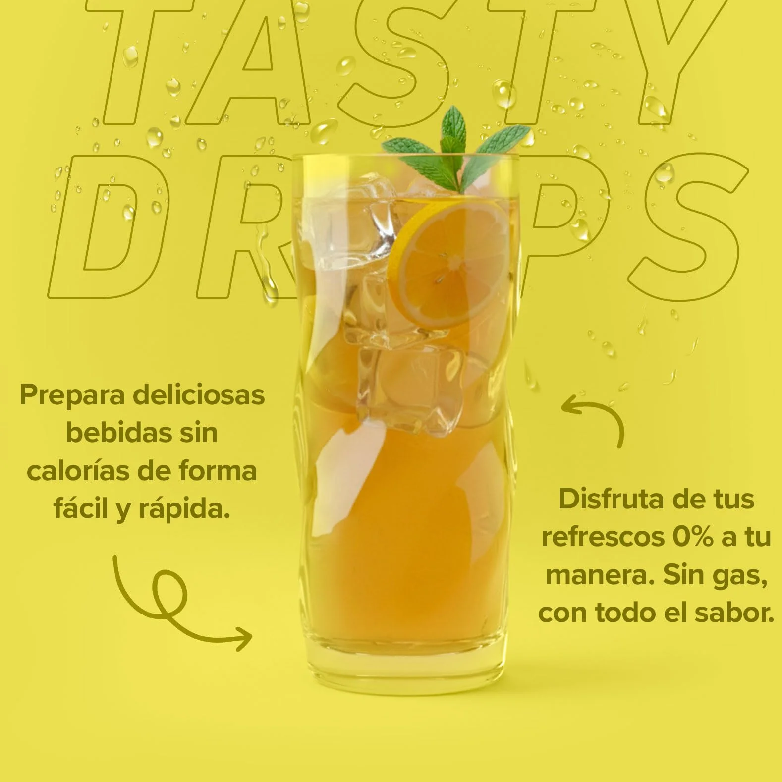 HSN Tasty Drops Saborizante Líquido Sin Calorías para Agua | Sabor Limón - 65ml (hasta 8 litros) | Gotas Saborizantes Sin Azúcar | Potenciador de Bebidas | Apto Vegano, Sin Gluten