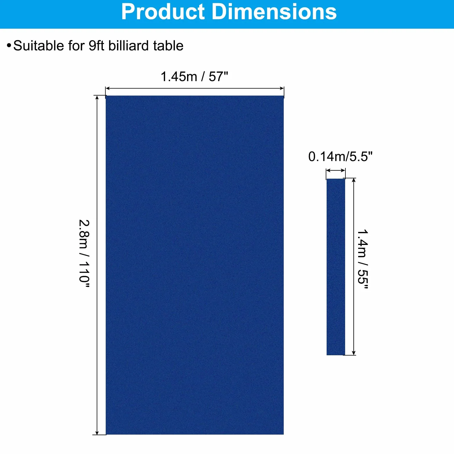 PATIKIL Paño de Billar de 9 Pies para Mesa de Billar, Accesorios de Reemplazo con 6 Tiras, Azul