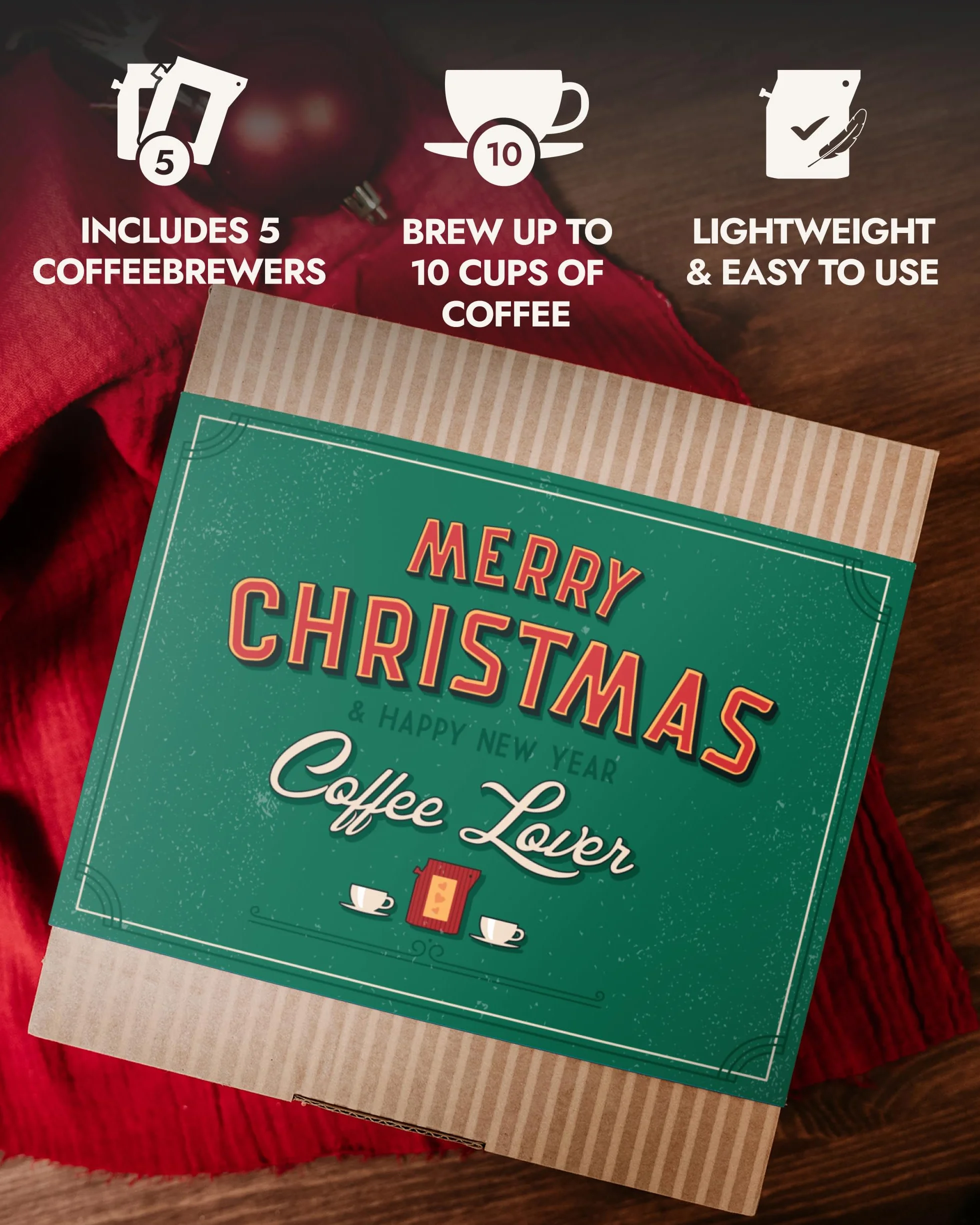 GROWER'S CUP Juego de regalo de café para Navidad – Juego de regalo gourmet con 5 cafeteras de todo el mundo para amantes del café | Especialidades y café de Navidad molido