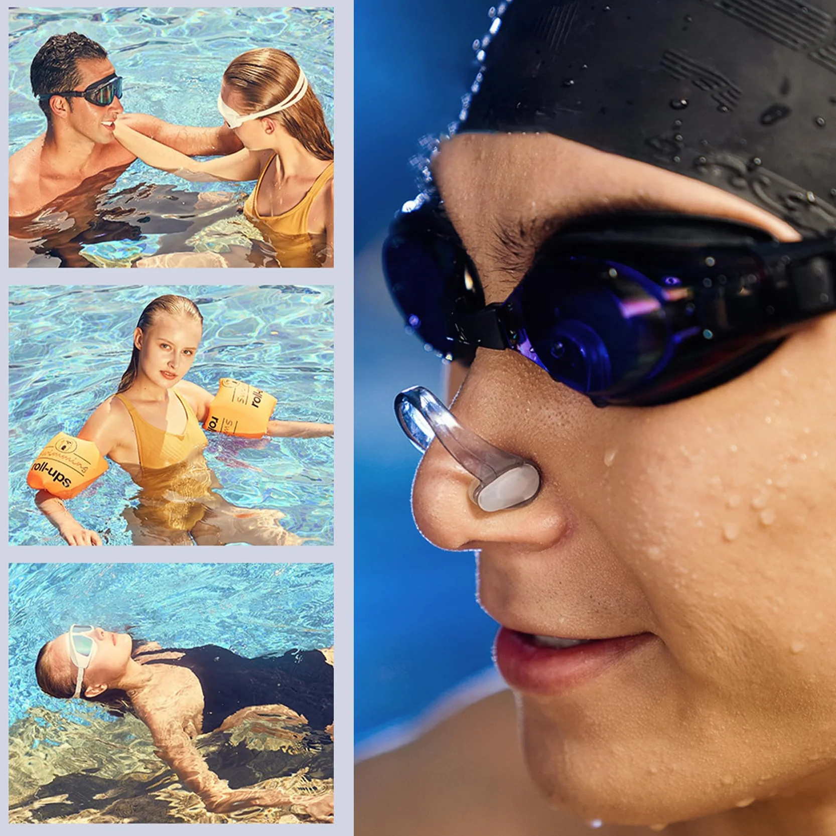 Pinzas de Nariz para Natación, Silicona Impermeable Clip para Nadadores