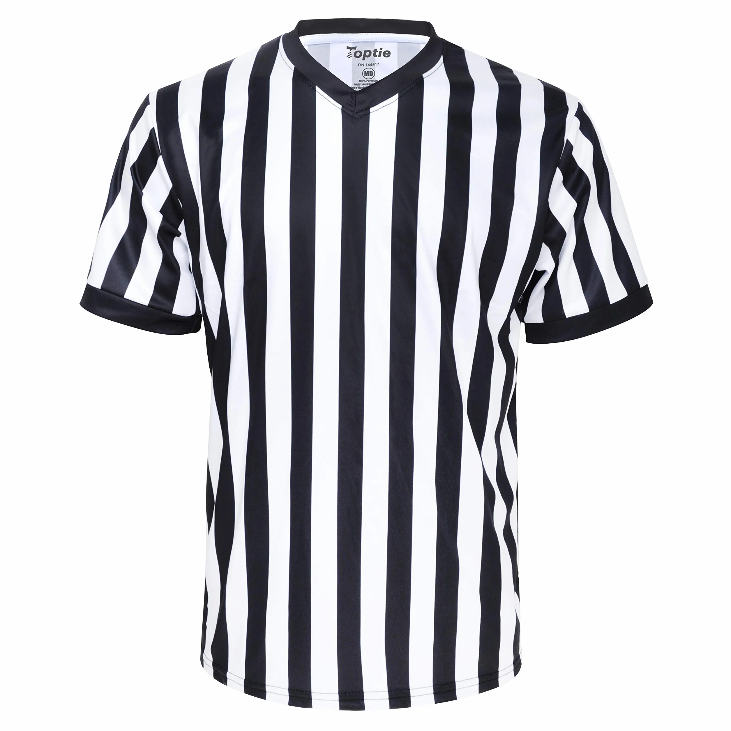 TopTie Camiseta de Árbitro Hombre Cuello de Pico Rayas Clásicas Blanco y Negro